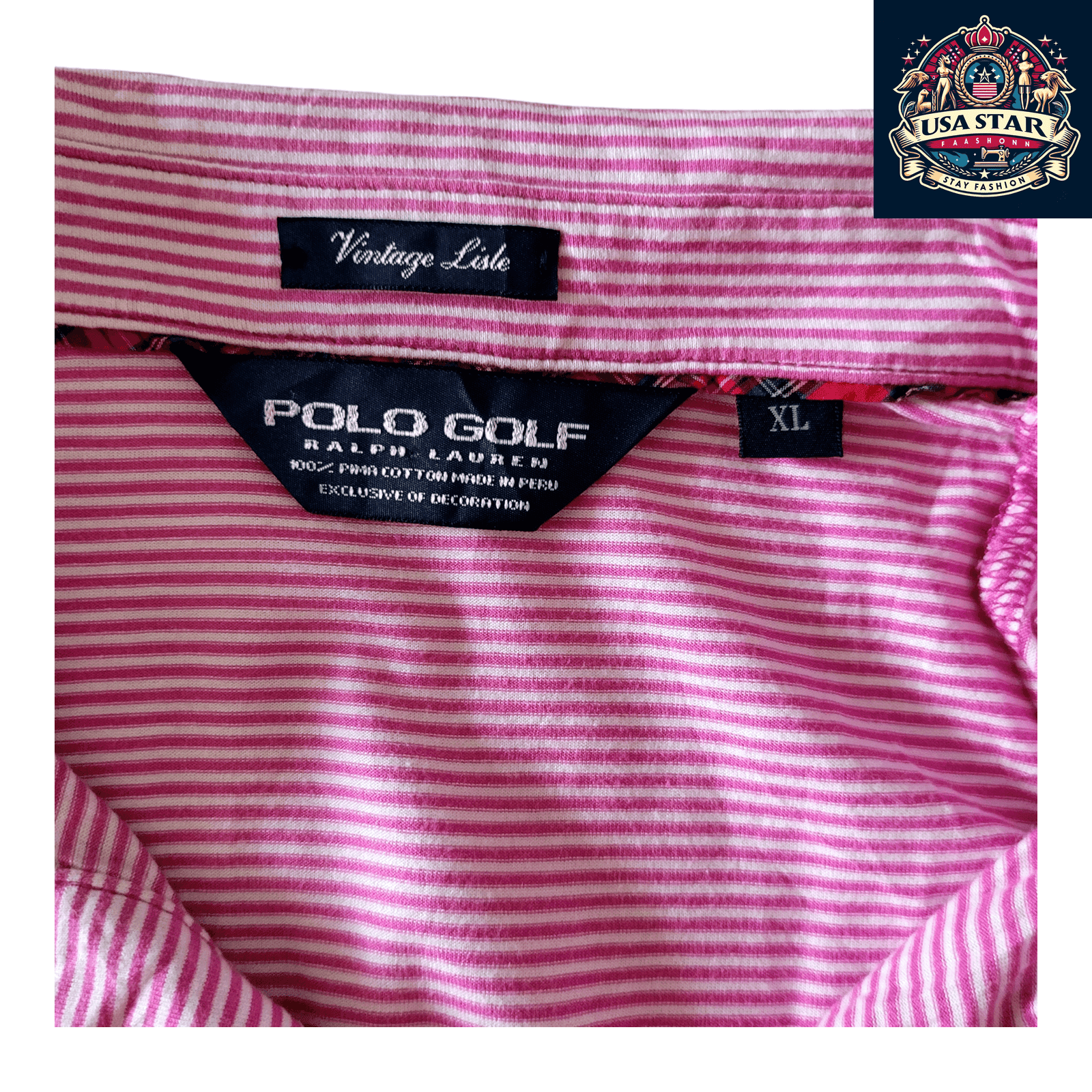 Ralph Lauren Polo Shirt Vintage Lisle Pink Stripe XL - Comfortable Style for Golf & Casual Wear - USASTARFASHION