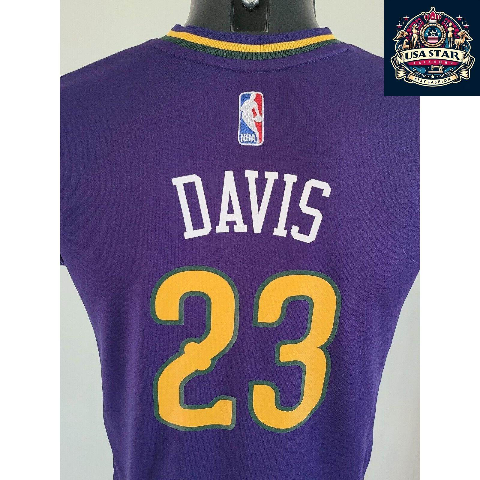 NBA Youth Jersey Medium - Anthony Davis 23 New Orleans Pelicans Jersey in Mardi Gras Colors - USASTARFASHION