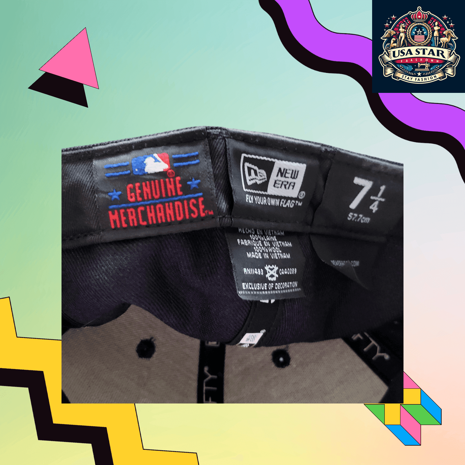 New Era 59FIFTY Fitted Cap Atlanta Braves Cap - Navy Blue 100% Wool, Size 7 1/4, Iconic MLB Style - USASTARFASHION