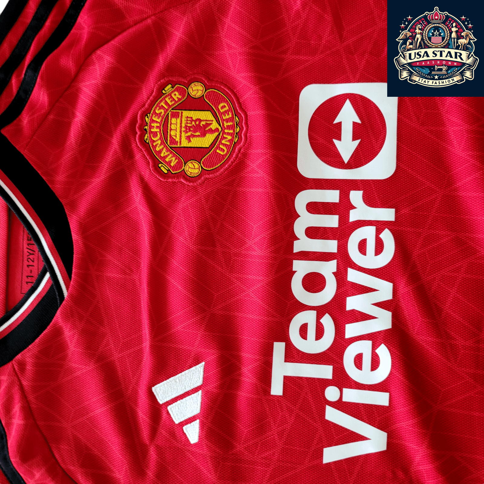 Manchester United Youth Jersey 2023 - 2024 Home Size 7 - 8Y with AEROREADY Technology, Model Zarin 7 - USASTARFASHION