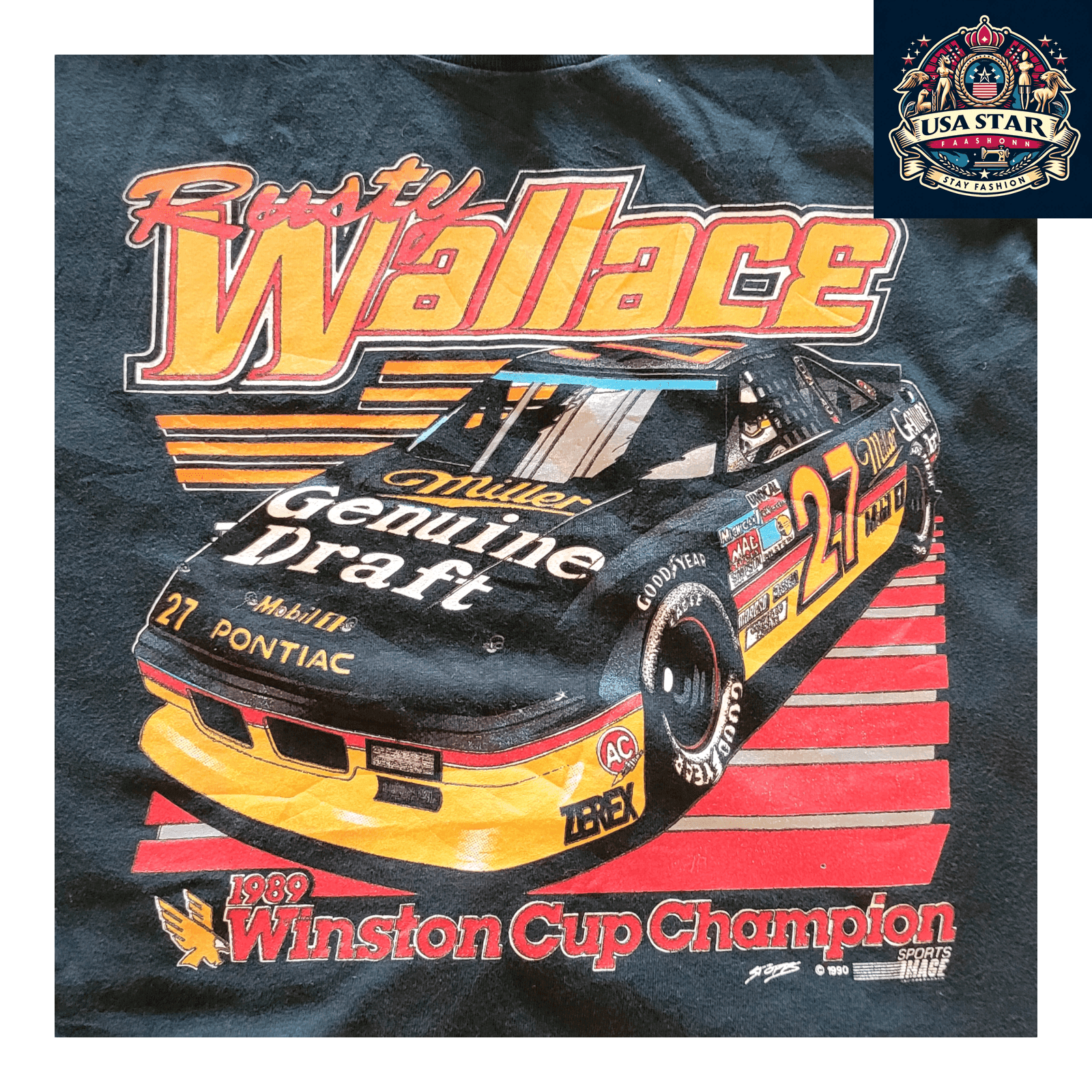 Rusty Wallace Vintage T-Shirt XL | 90s NASCAR Genuine Draft Champion Graphic Tee - USASTARFASHION