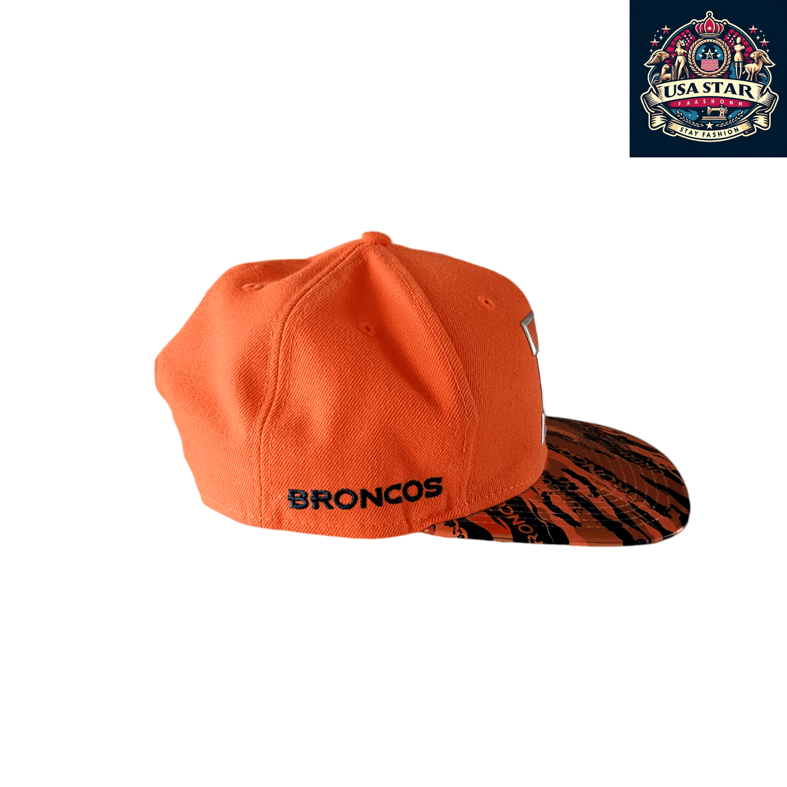 Denver Broncos Snapback Hat 9Fifty Adjustable Flat Brim Cap in Vibrant Orange for Fans - USASTARFASHION