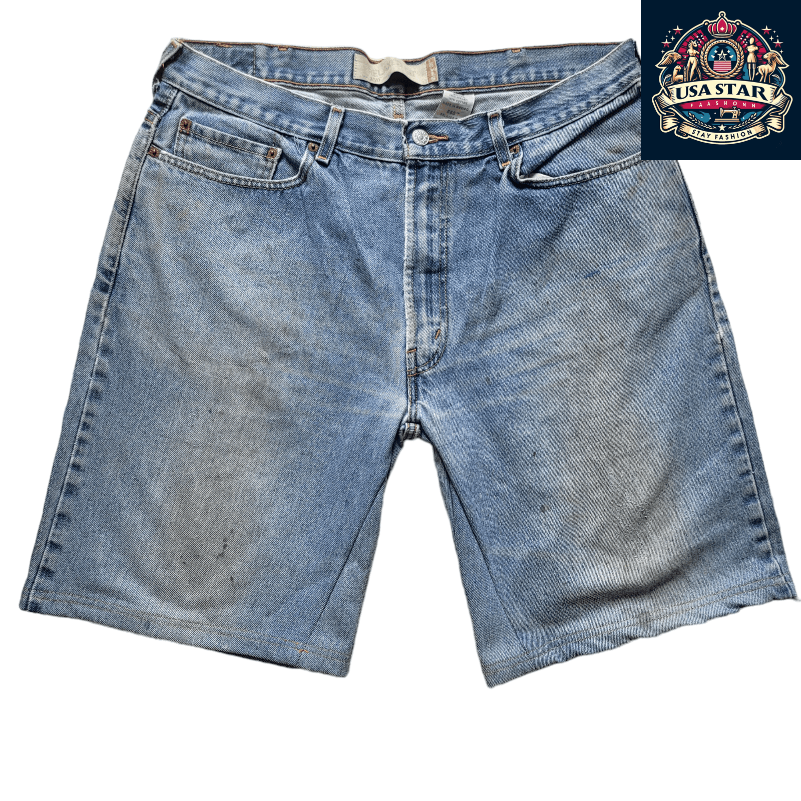 Levi's 501 Denim Shorts W30 L30 - Vintage Blue Five - Pocket Design with Adjustable Waistband - USASTARFASHION