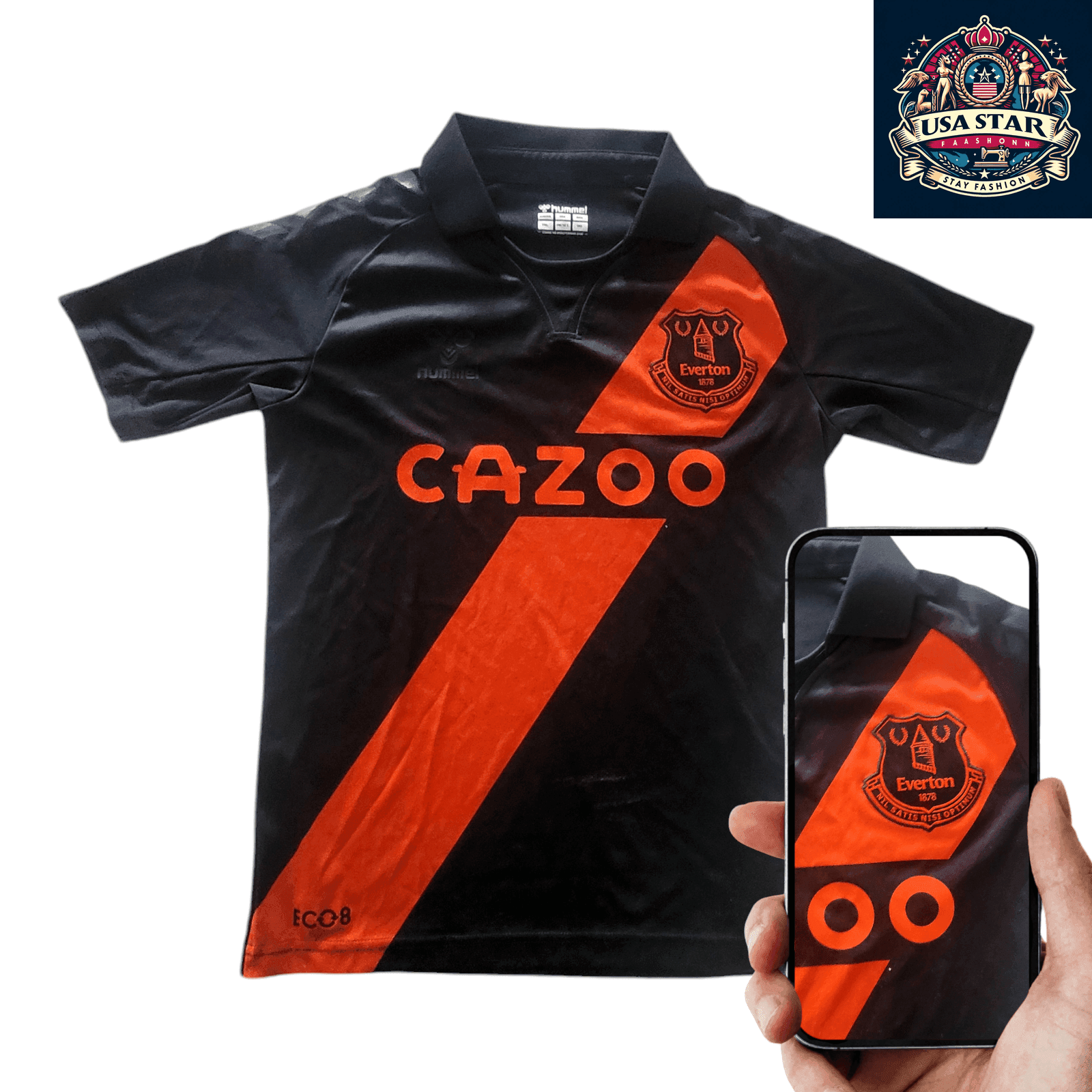 Everton FC Youth Jersey 2021 - 2022 Third Black/Orange Hummel 12Y/152cm Stylish Design - USASTARFASHION