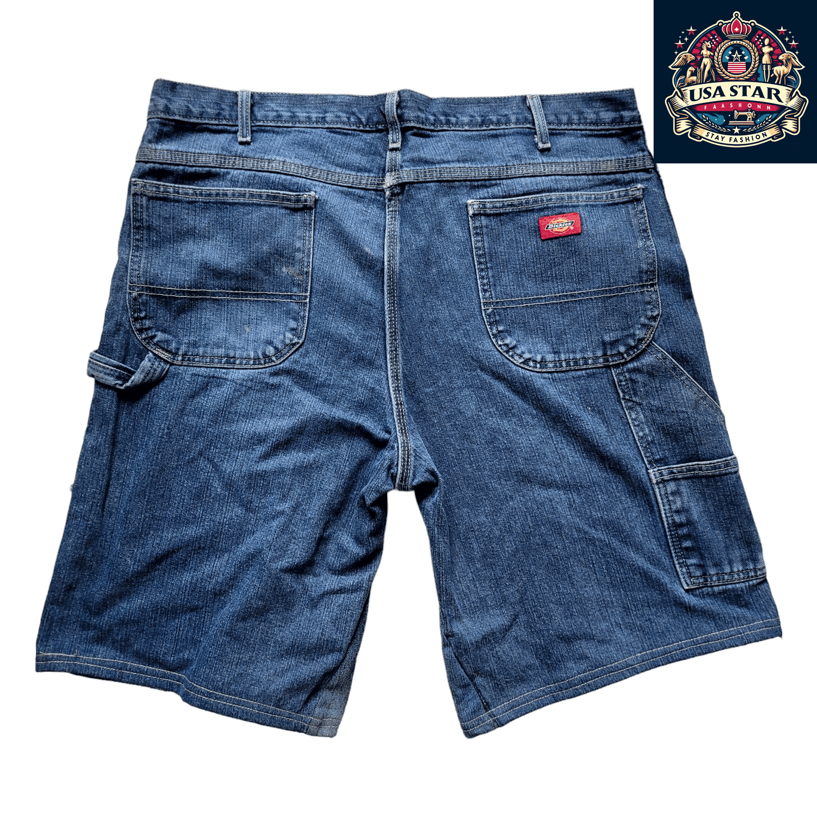 Dickies Denim Carpenter Jorts W38 - Durable Blue Jorts with Functional Pockets for Outdoor Activities - USASTARFASHION