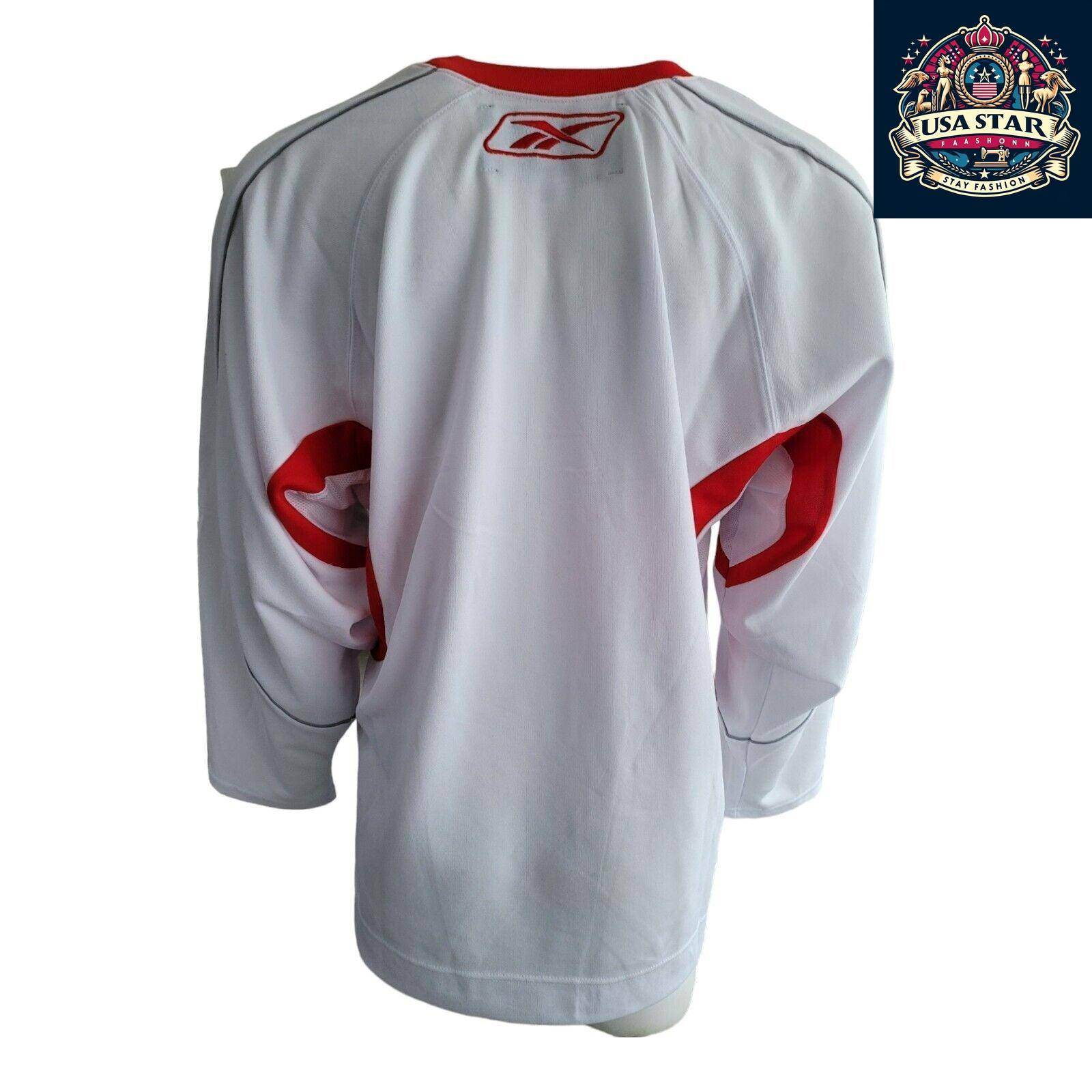 Reebok Hockey Jersey White Large - Vintage Condition, Odor-Free, Comfortable Fit - USASTARFASHION