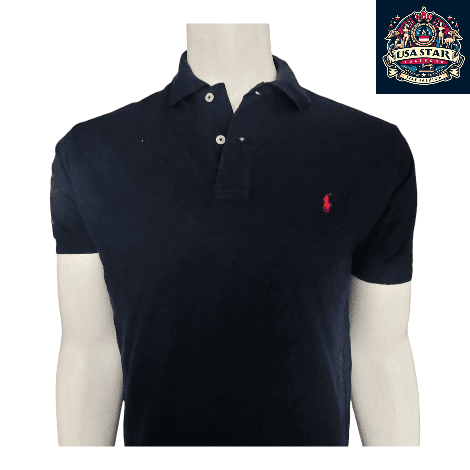 Ralph Lauren Polo Golf Shirt for Men, Small Size - Classic Black with Iconic Red Pony Logo - USASTARFASHION