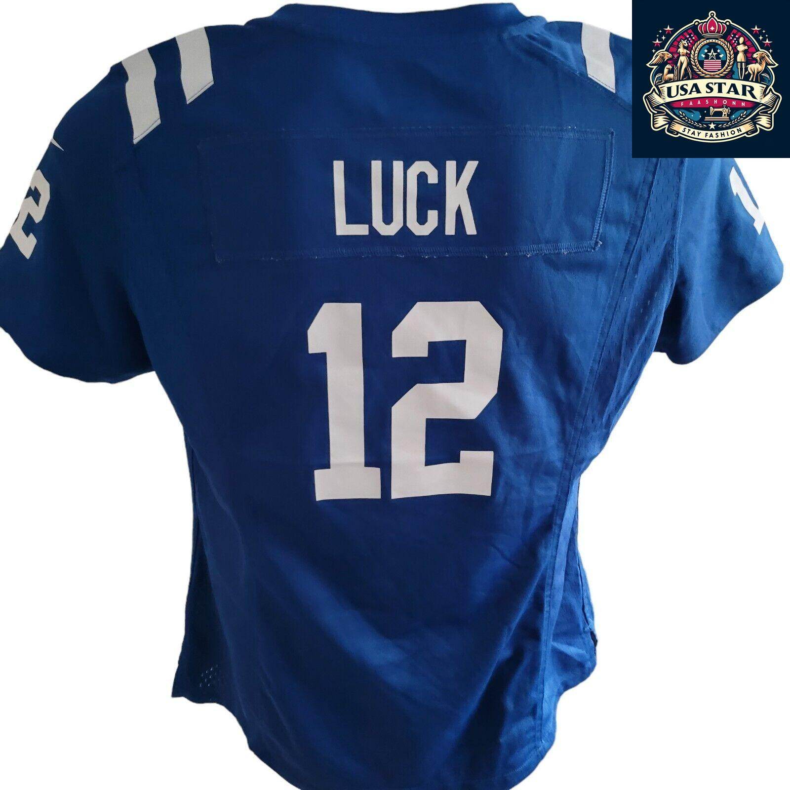 Nike Women's Jersey Authentic On Field Blue #12 Luck, Tailored Fit, Size Large, Colts Fan Gear - USASTARFASHION