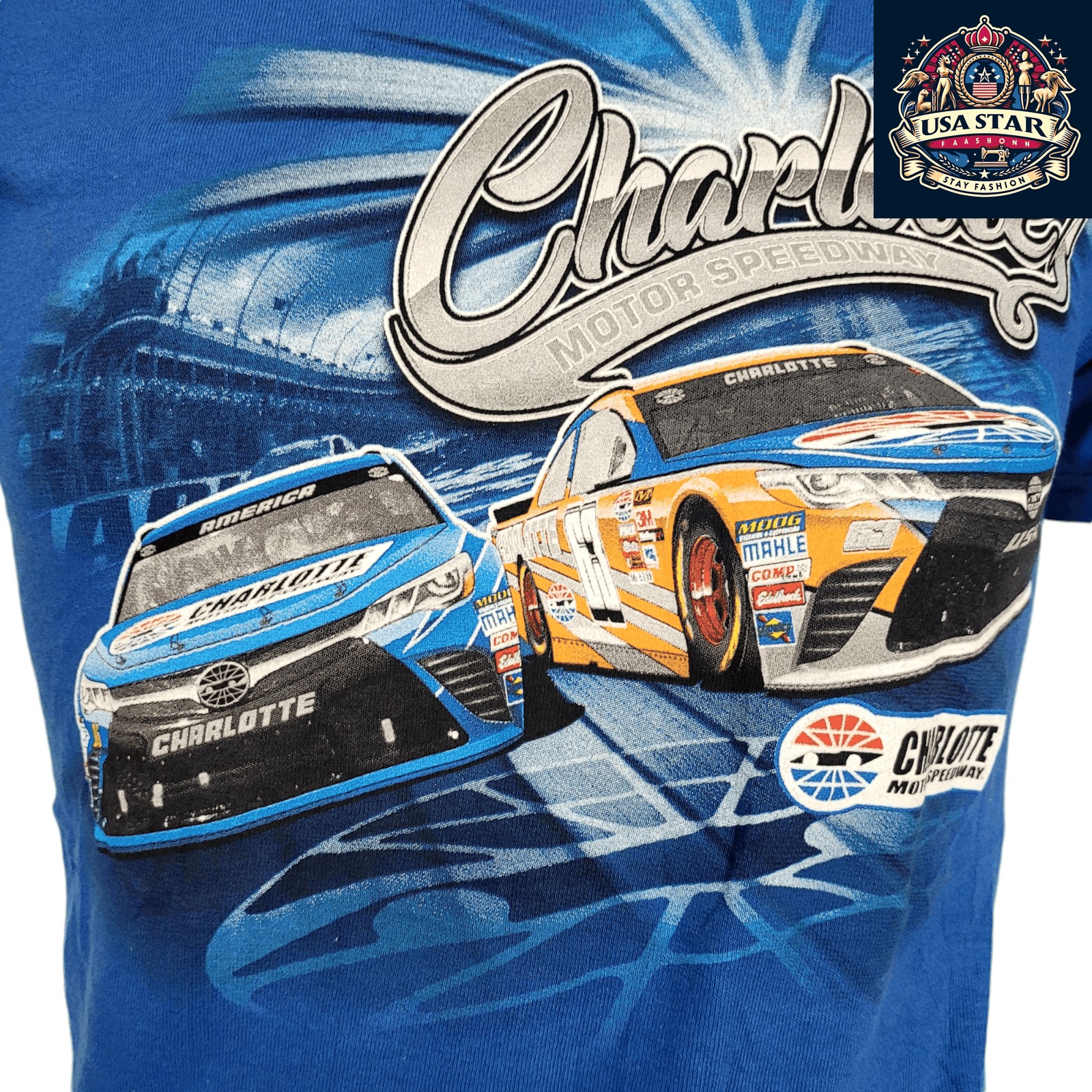 NASCAR Charlotte Motor Speedway T-Shirt - Blue Small, Delta Pro Weight Fabric for Ultimate Comfort - USASTARFASHION