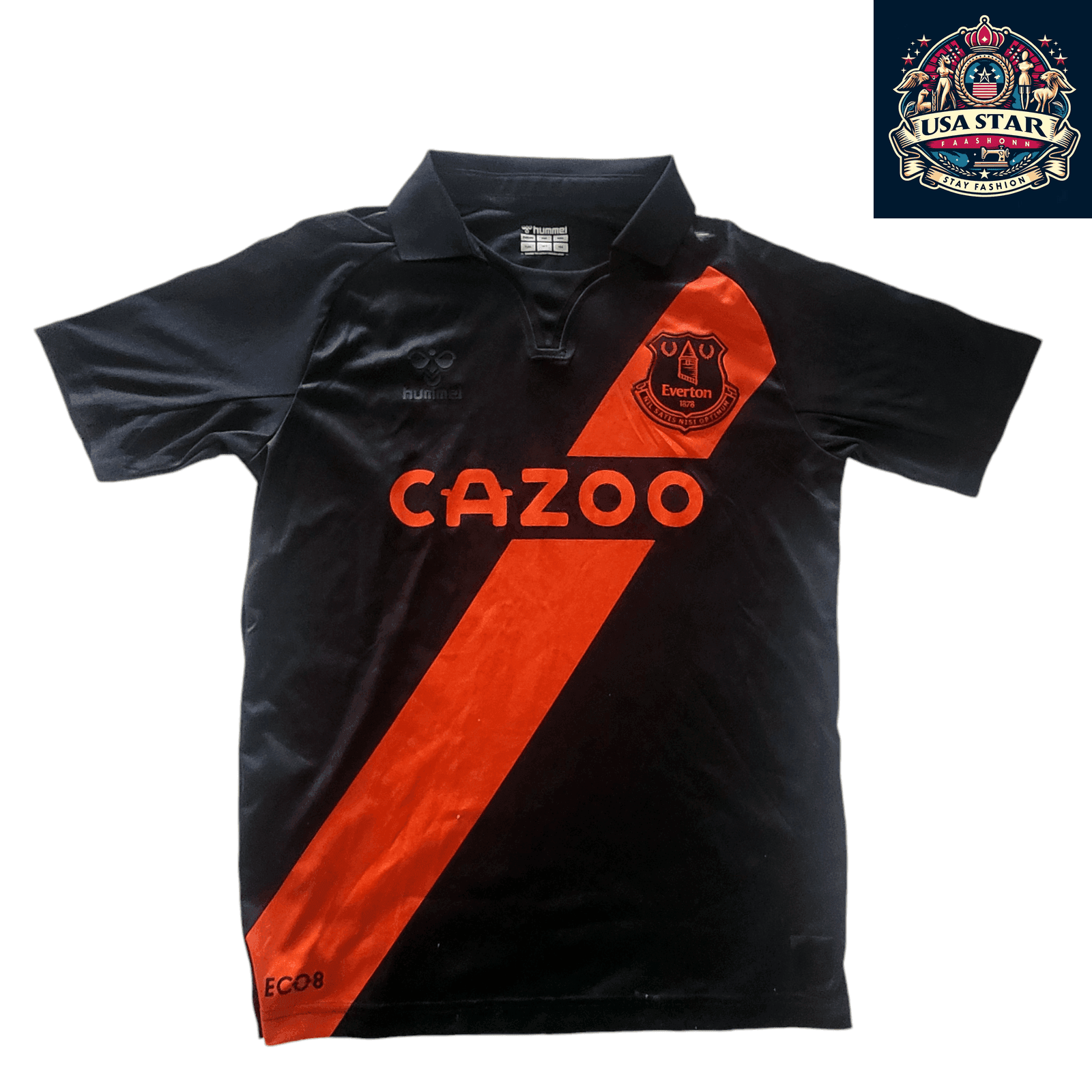 Everton FC Third Jersey Youth XXL Godfrey by Hummel in Black/Orange - Lightweight & Breathable - USASTARFASHION