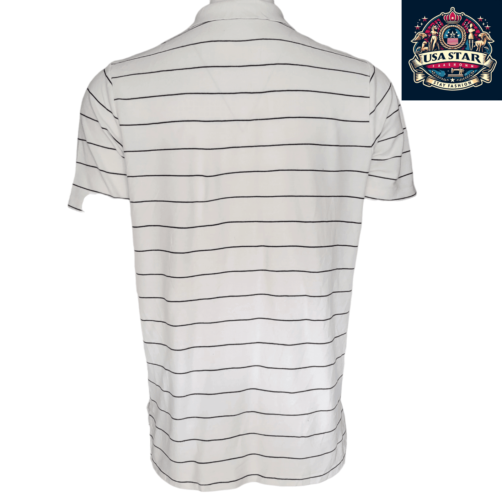 Polo Ralph Lauren Men's Polo Shirt XL White Striped Short Sleeve Classic Style & Comfort - USASTARFASHION