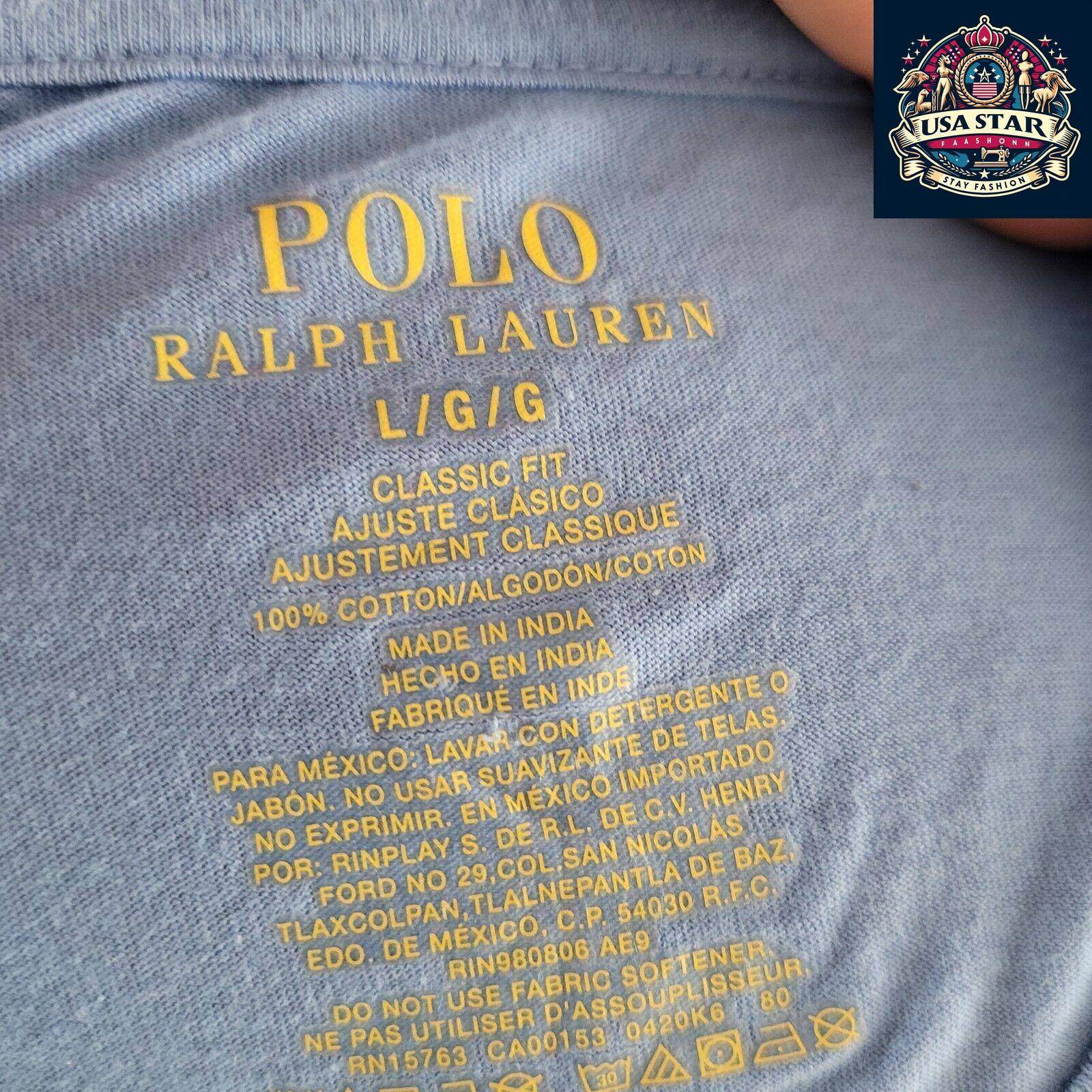 Polo Ralph Lauren T-Shirt Size L - Classic Blue Cotton Crew Neck Tee for Effortless Style - USASTARFASHION