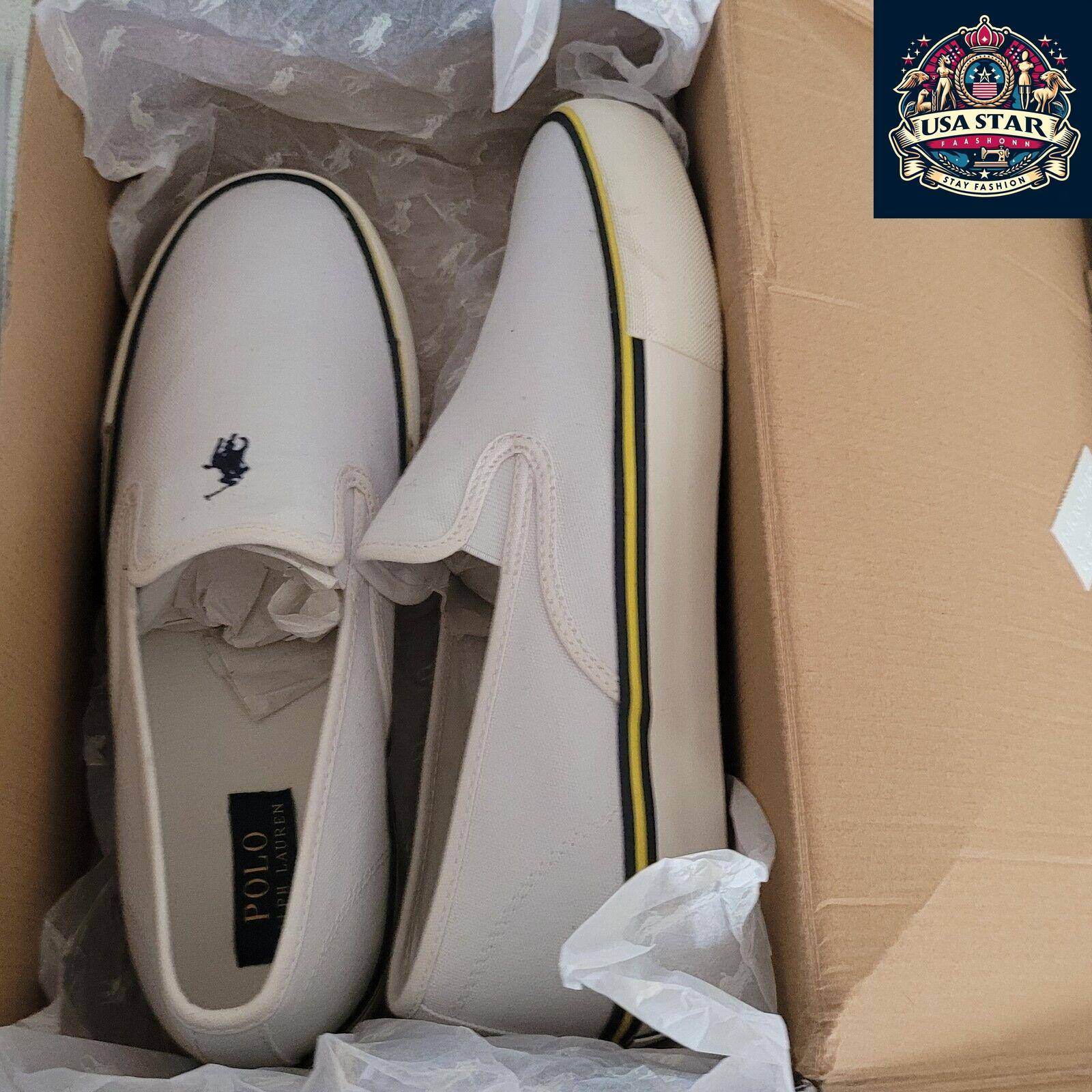 Ralph Lauren Men's Pumps Size 10 UK - Stylish White Sneakers with Comfortable Fit and Versatile Design - USASTARFASHION