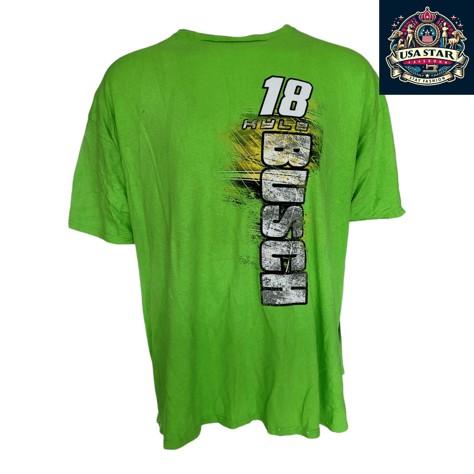 Kyle Busch T-Shirt 18 M&M's Vintage Racing Tee 3XL Green Joe Gibbs Racing Fan Style - USASTARFASHION