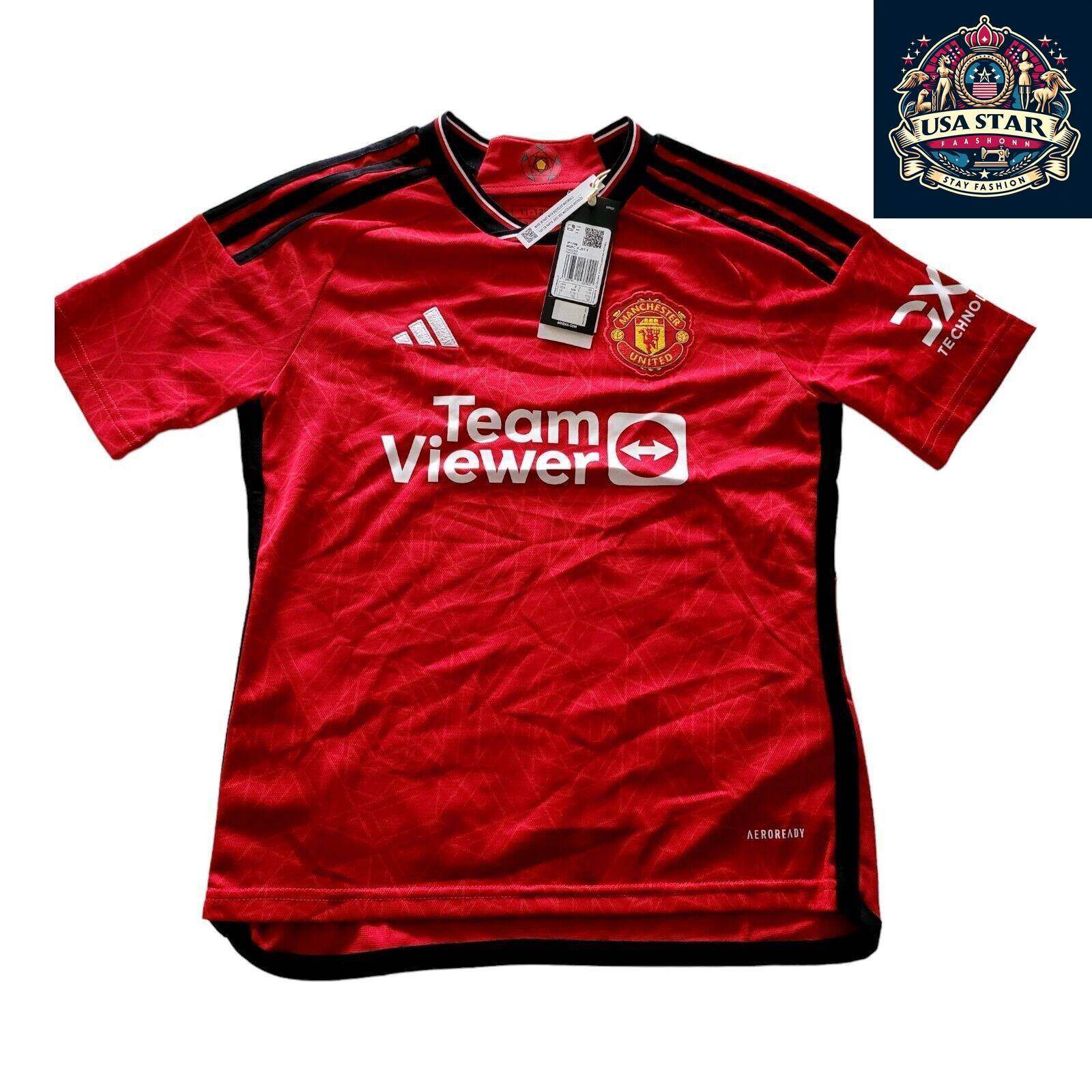 Adidas Manchester United Home Jersey 2023, Youth Size 11-12 Years, Moisture-Wicking, Eco-Friendly - USASTARFASHION