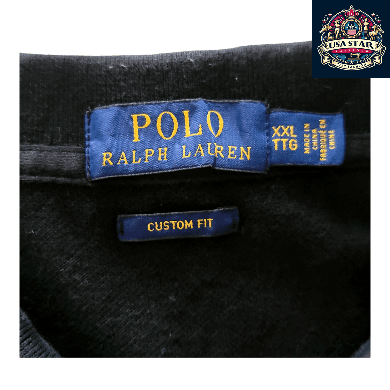 Polo Ralph Lauren Men's Polo Shirt XXL - Custom Fit Black With Embroidered Logos - USASTARFASHION