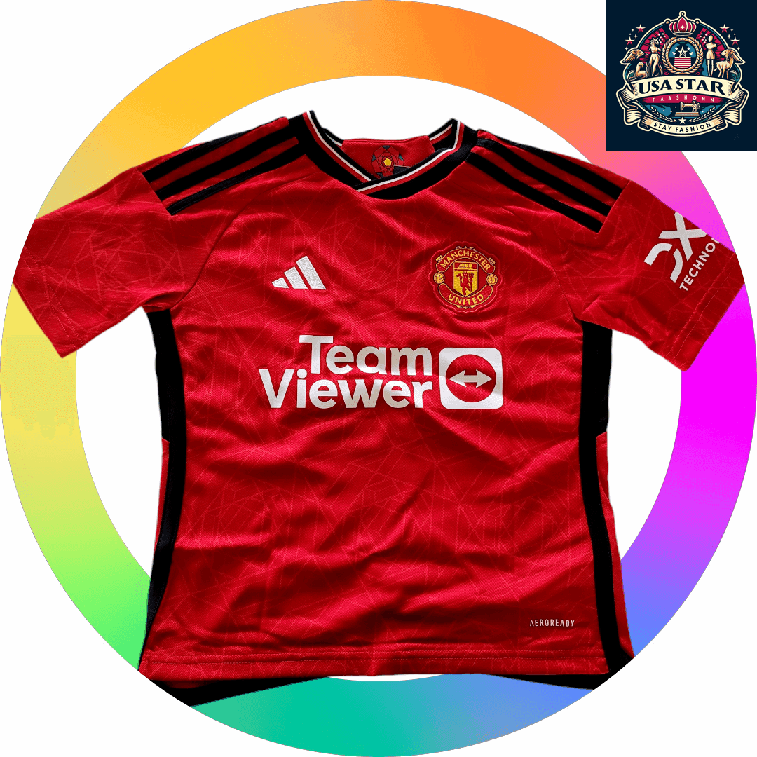 Adidas Manchester United Youth Jersey 2023/24 George 9 Size 9 - 10 Years Red Football Shirt - USASTARFASHION