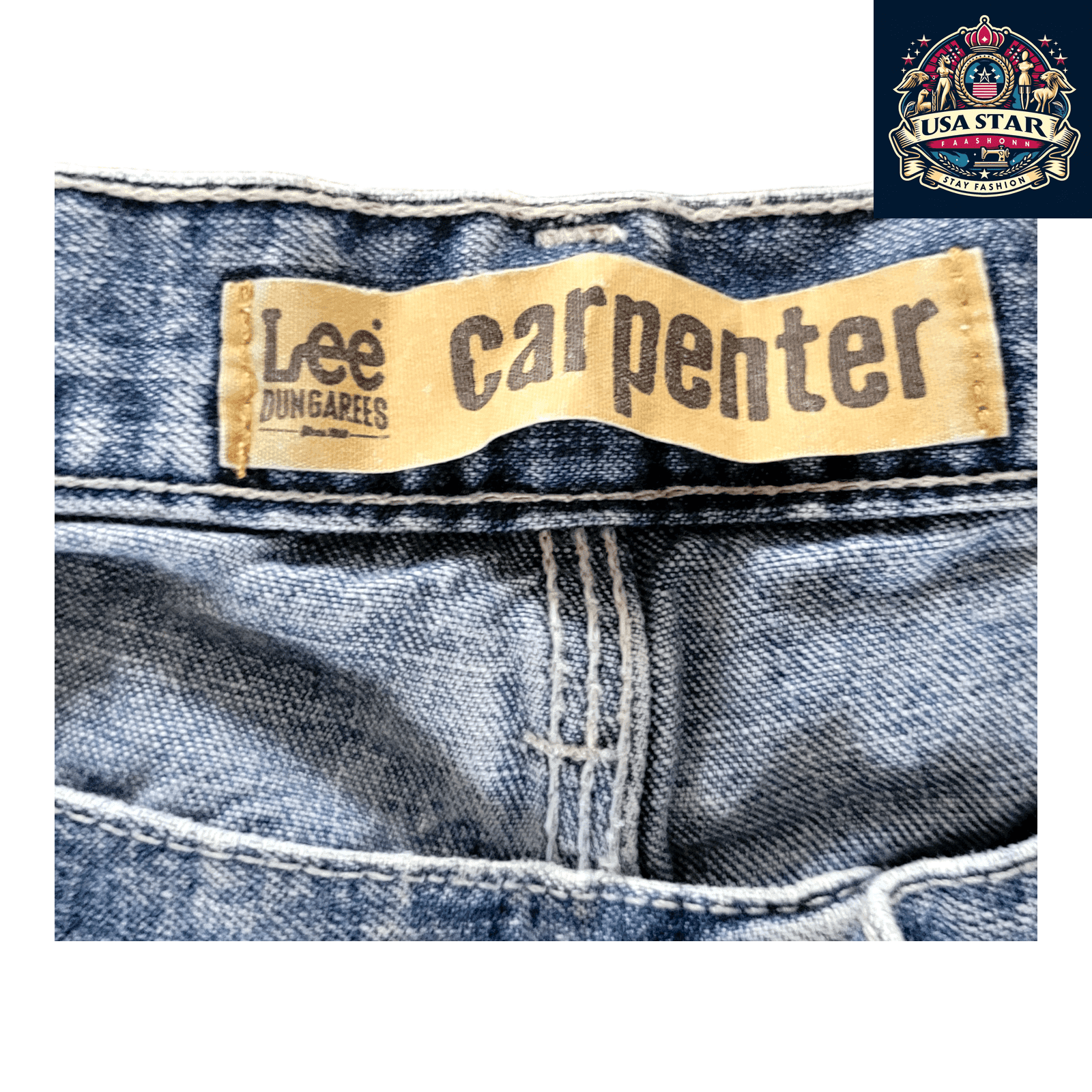 Lee Carpenter Dungarees Work Jeans 38 x 34 Vintage Grade A, Durable Fabric, Classic Utility Design - USASTARFASHION