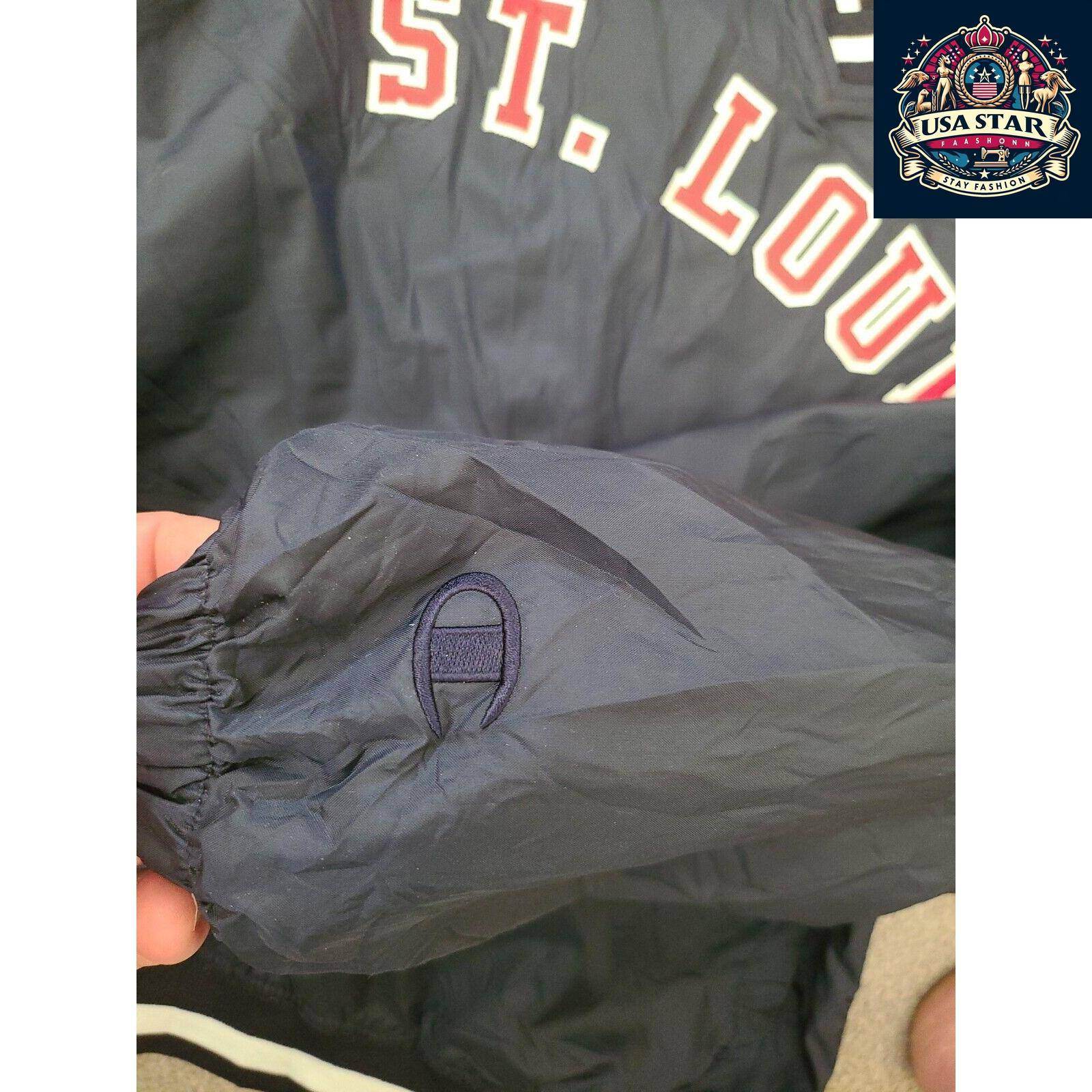Champion Men's L Pullover Windbreaker with Side Zip for St. Louis Cardinals Fans, Red and Breathable - USASTARFASHION