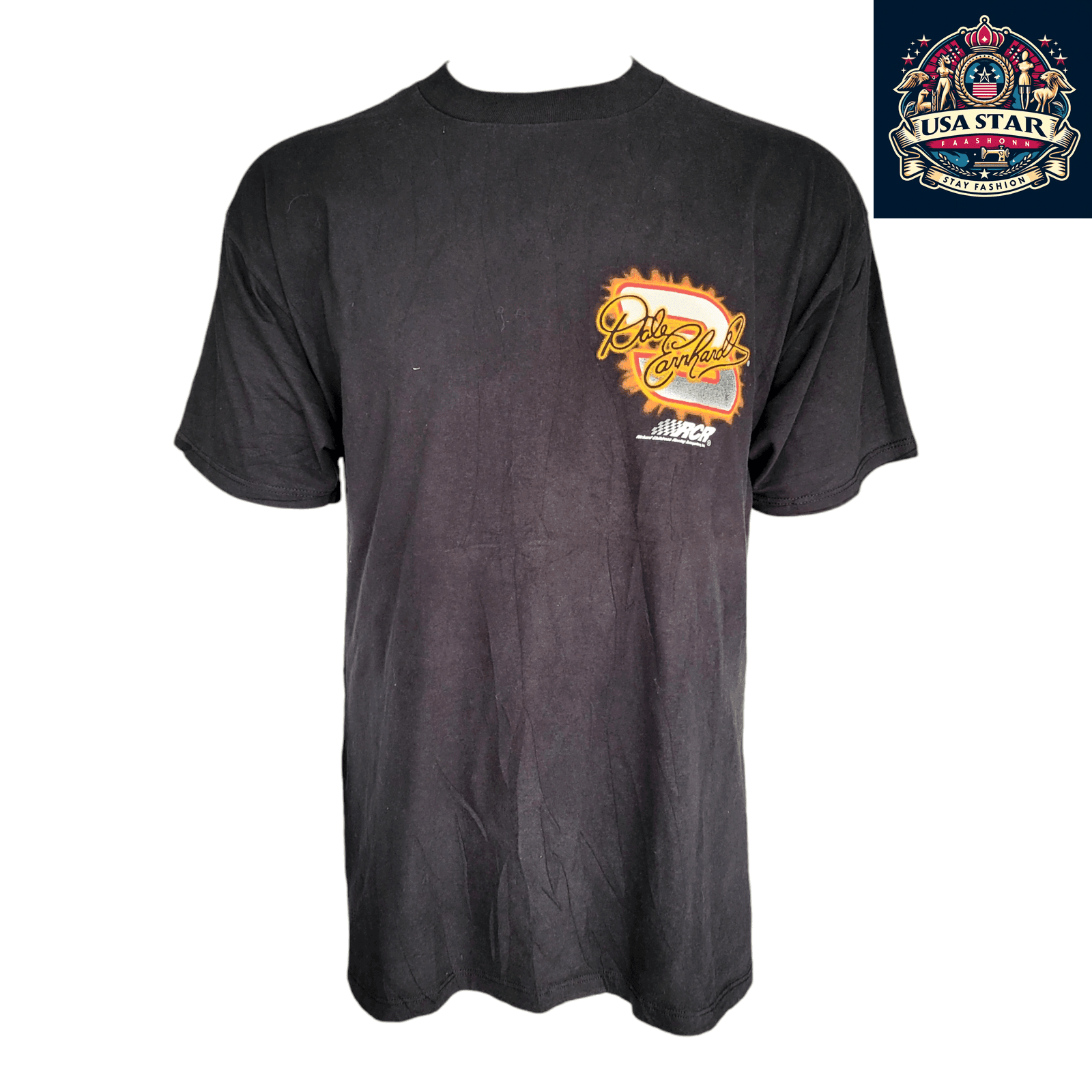 Dale Earnhardt T-Shirt - Vintage 90s Man In Black NASCAR XL Soft Cotton Retro Tee - USASTARFASHION