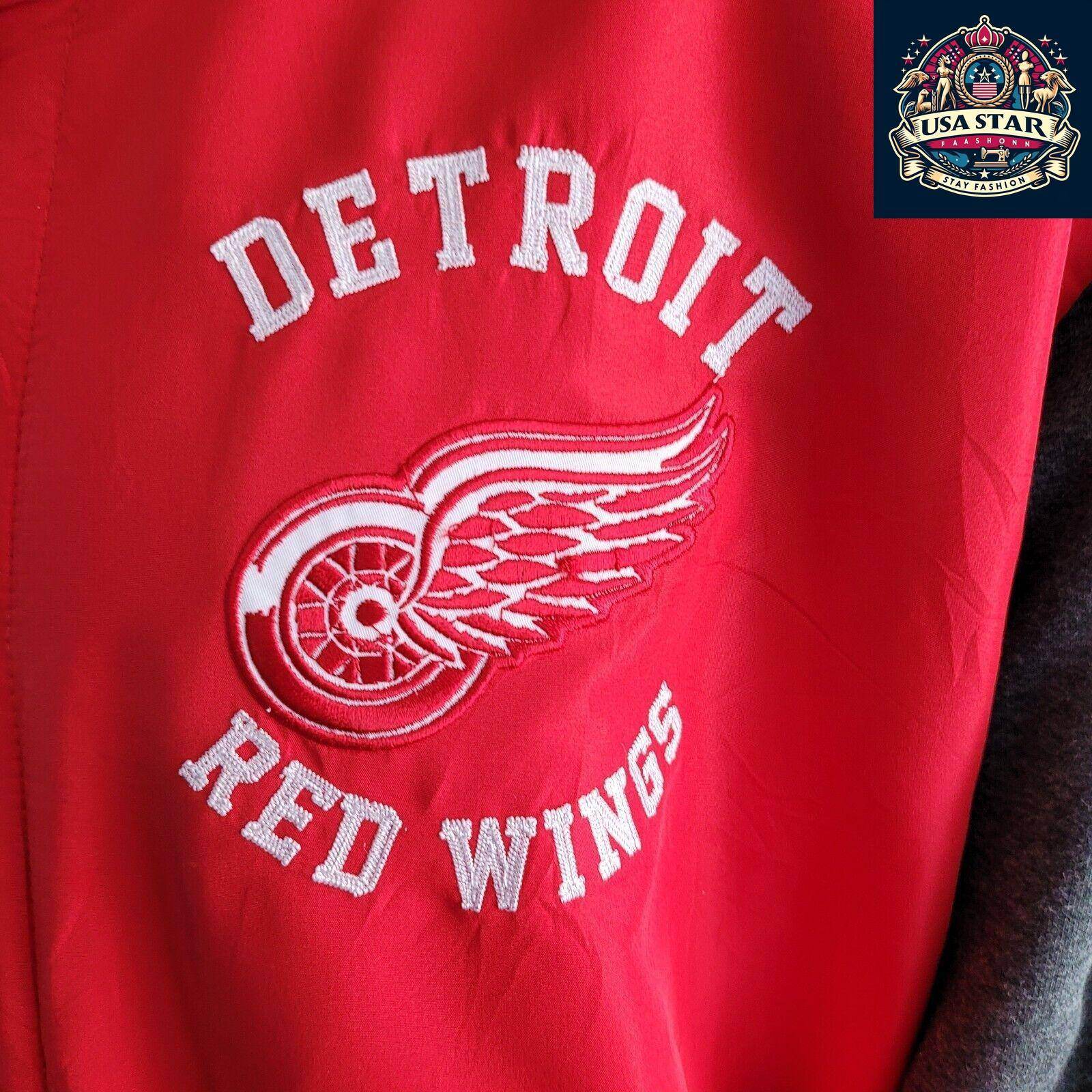 G - III Apparel Detroit Red Wings Varsity Jacket 4XL - Authentic Colors, Snap Fastening, Vintage Style - USASTARFASHION