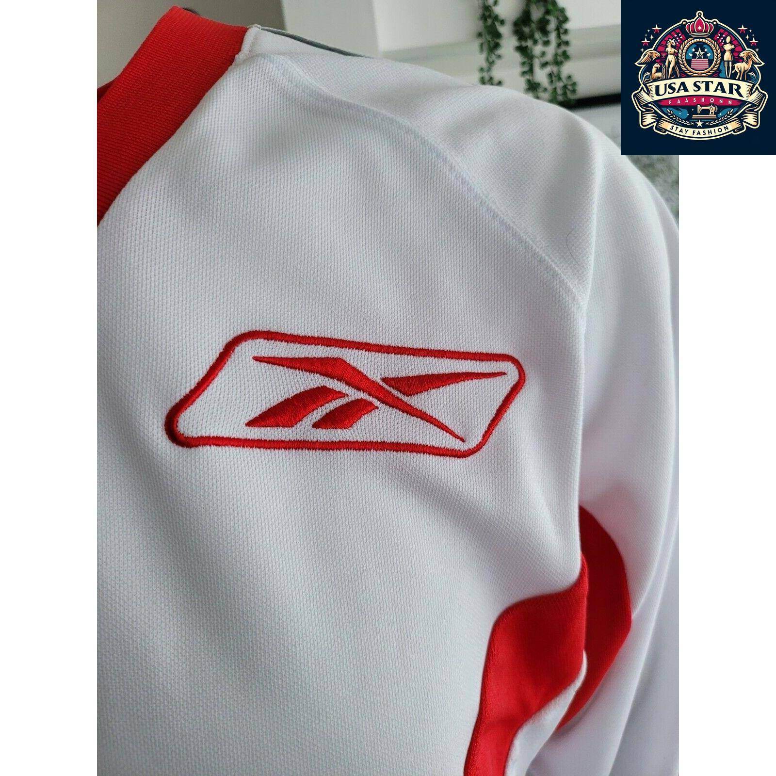 Reebok Hockey Jersey White Large - Vintage Condition, Odor-Free, Comfortable Fit - USASTARFASHION