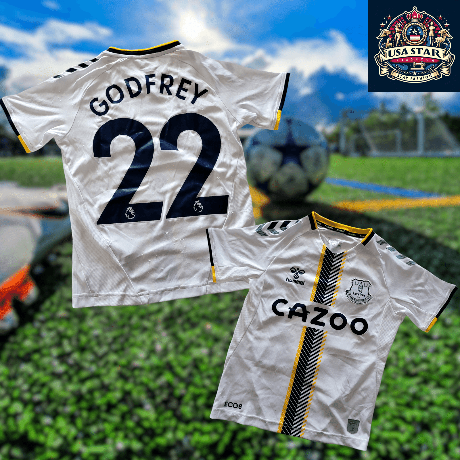 Everton FC Youth Jersey Godfrey 22 by Hummel Size YL (10Y) – Comfortable & Stylish Soccer Attire - USASTARFASHION