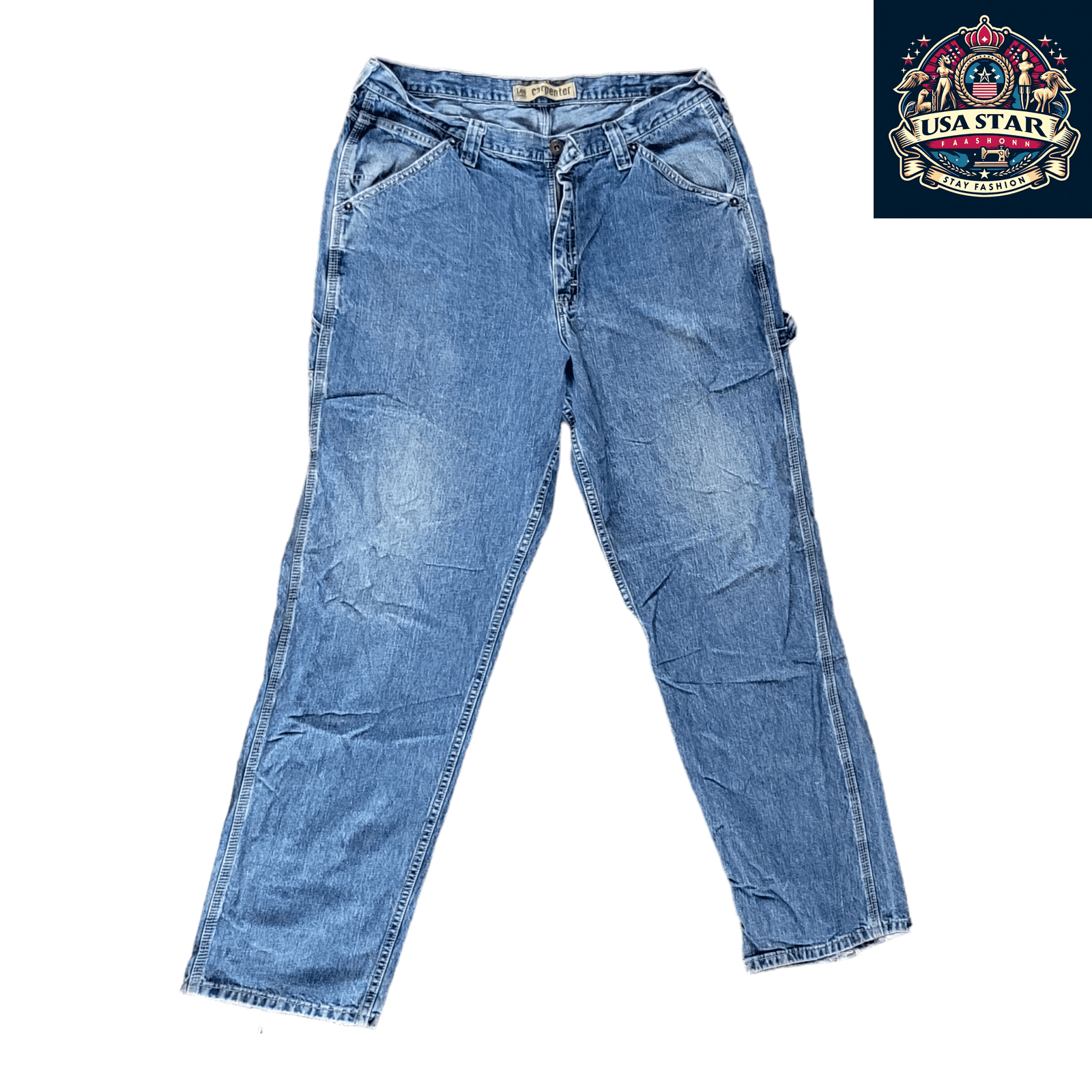 Lee Carpenter Dungarees Work Jeans 38 x 34 Vintage Grade A, Durable Fabric, Classic Utility Design - USASTARFASHION