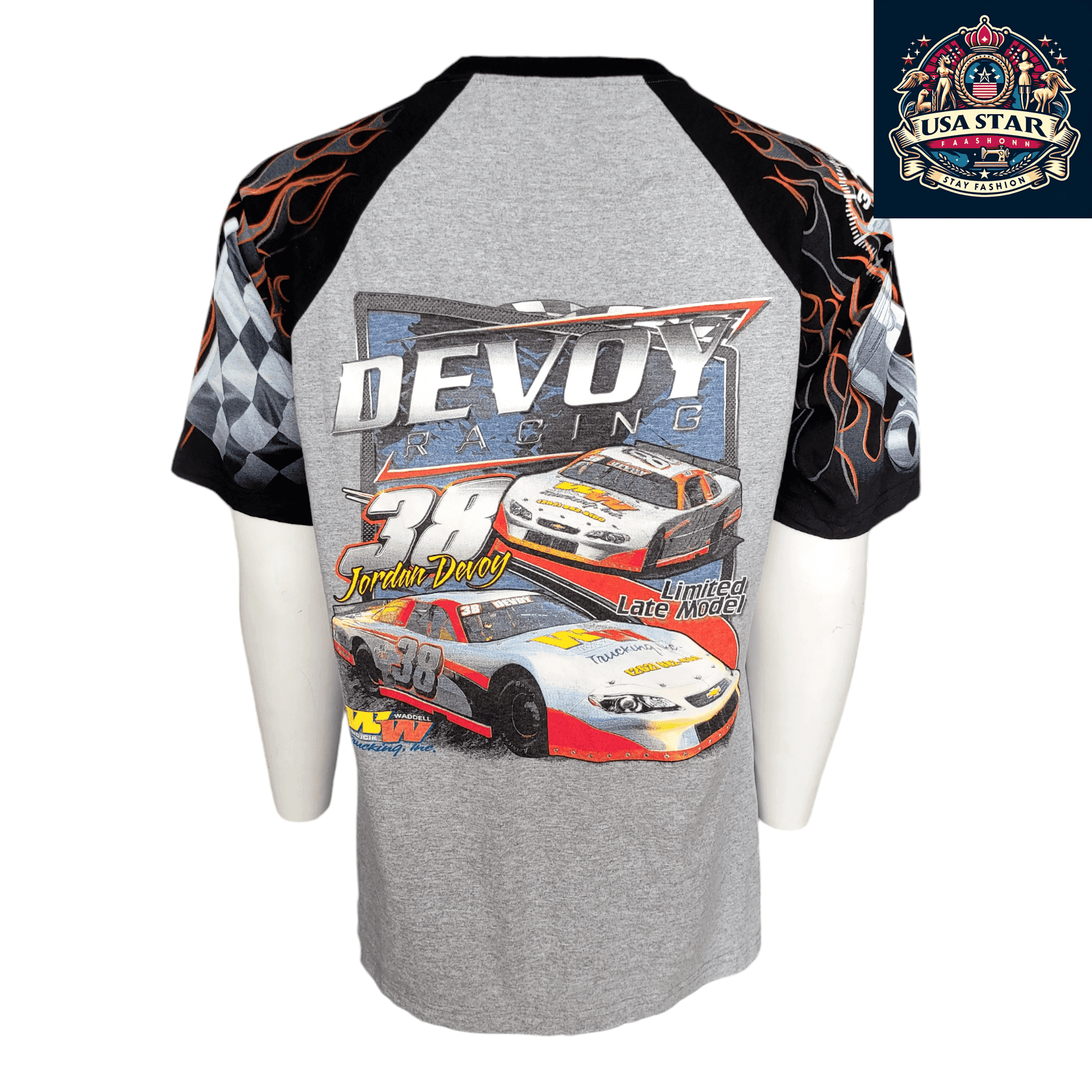 Nescar Racing T-Shirt - 100% Cotton, Durable, Comfortable Fit, Made in USA, Size Large - USASTARFASHION