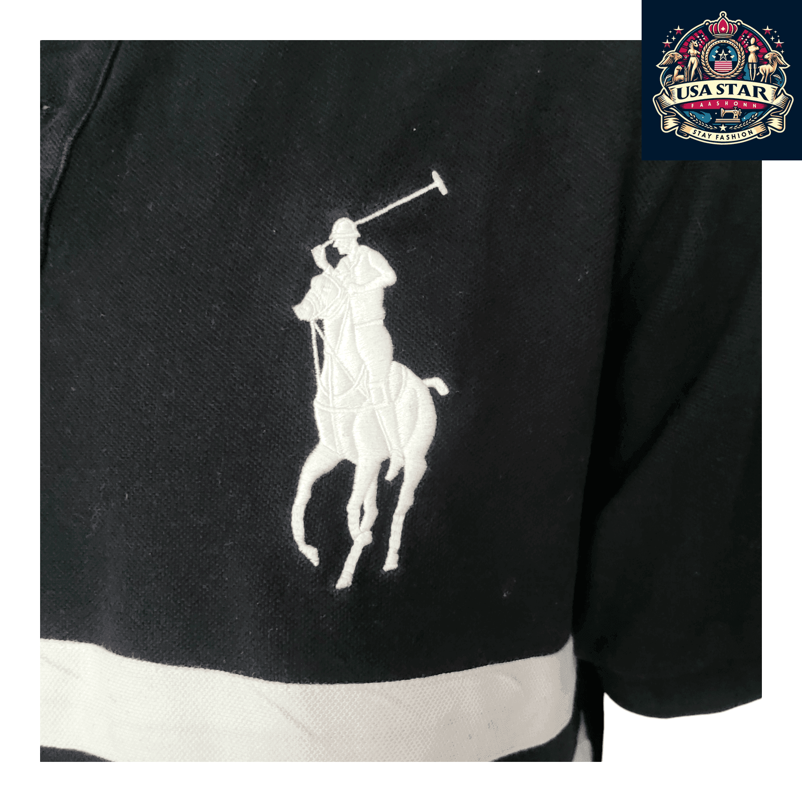 Polo Ralph Lauren Men's Polo Shirt XXL - Custom Fit Black With Embroidered Logos - USASTARFASHION