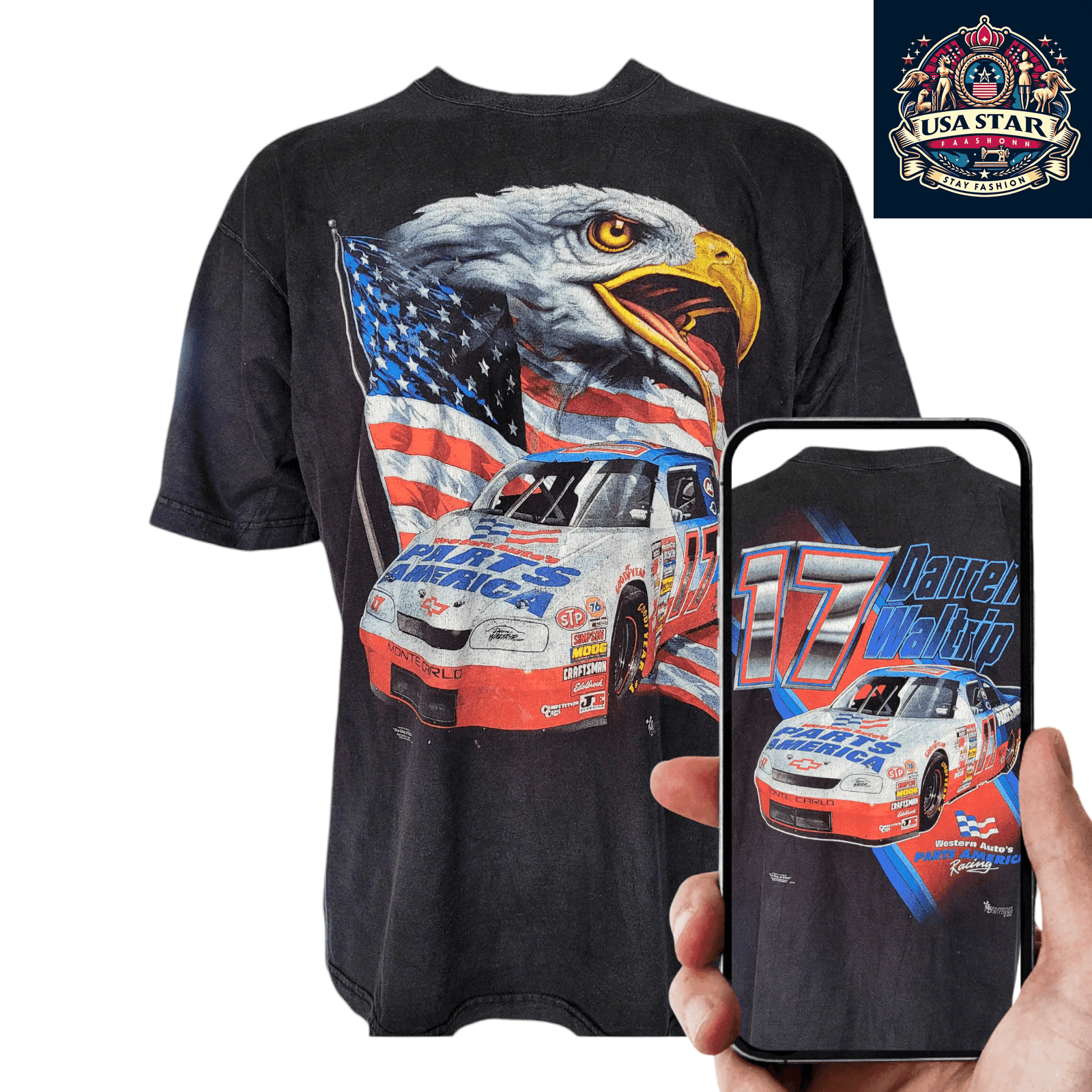 Darryl Waltrip T-Shirt XXL Vintage 17 E by Fruit of the Loom Made in USA - 100% Cotton Comfort - USASTARFASHION