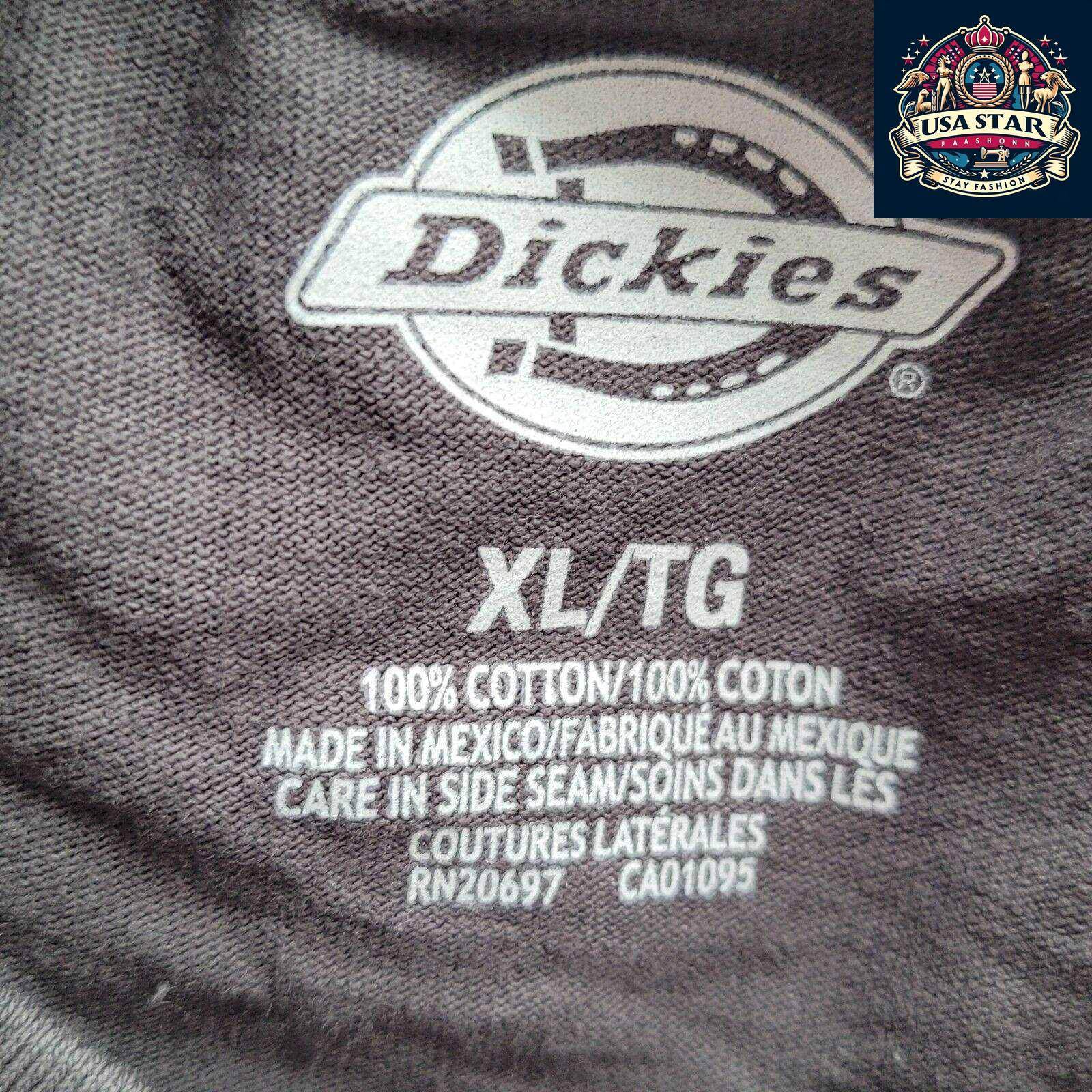 Authentic Dickies Long Sleeve Shirt for Men - XL Gray Cotton, Classic Logo, Comfortable Style - USASTARFASHION
