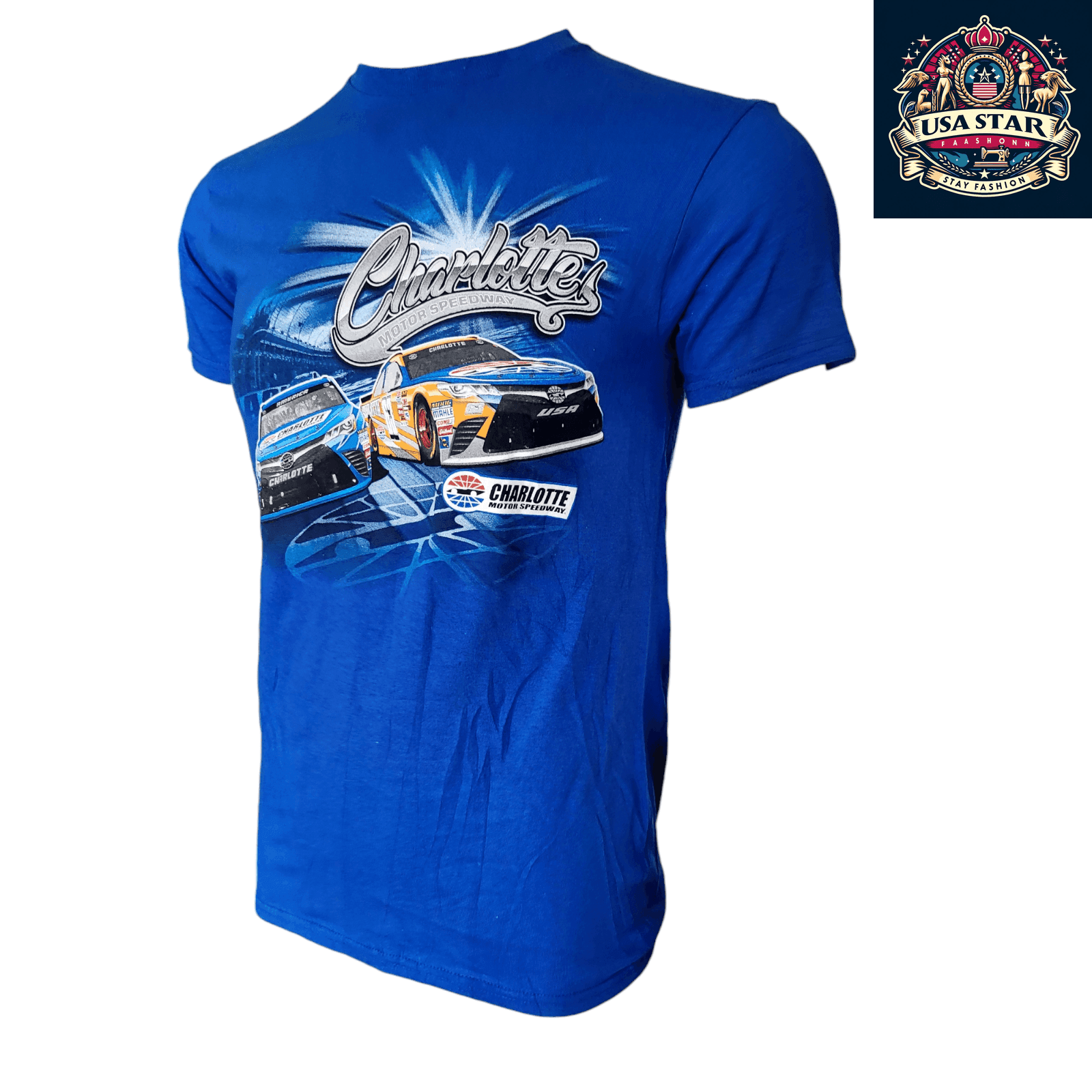 NASCAR Charlotte Motor Speedway T-Shirt - Blue Small, Delta Pro Weight Fabric for Ultimate Comfort - USASTARFASHION