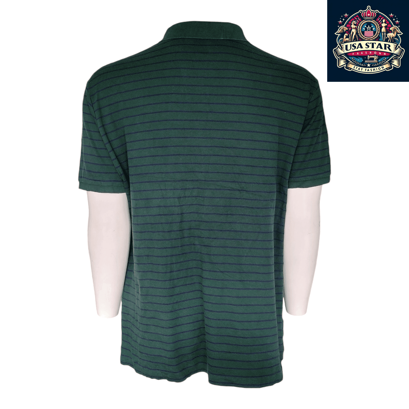 Polo Ralph Lauren Men's Polo Shirt XXL Green Striped Classic Fit 100% Cotton for Timeless Style - USASTARFASHION