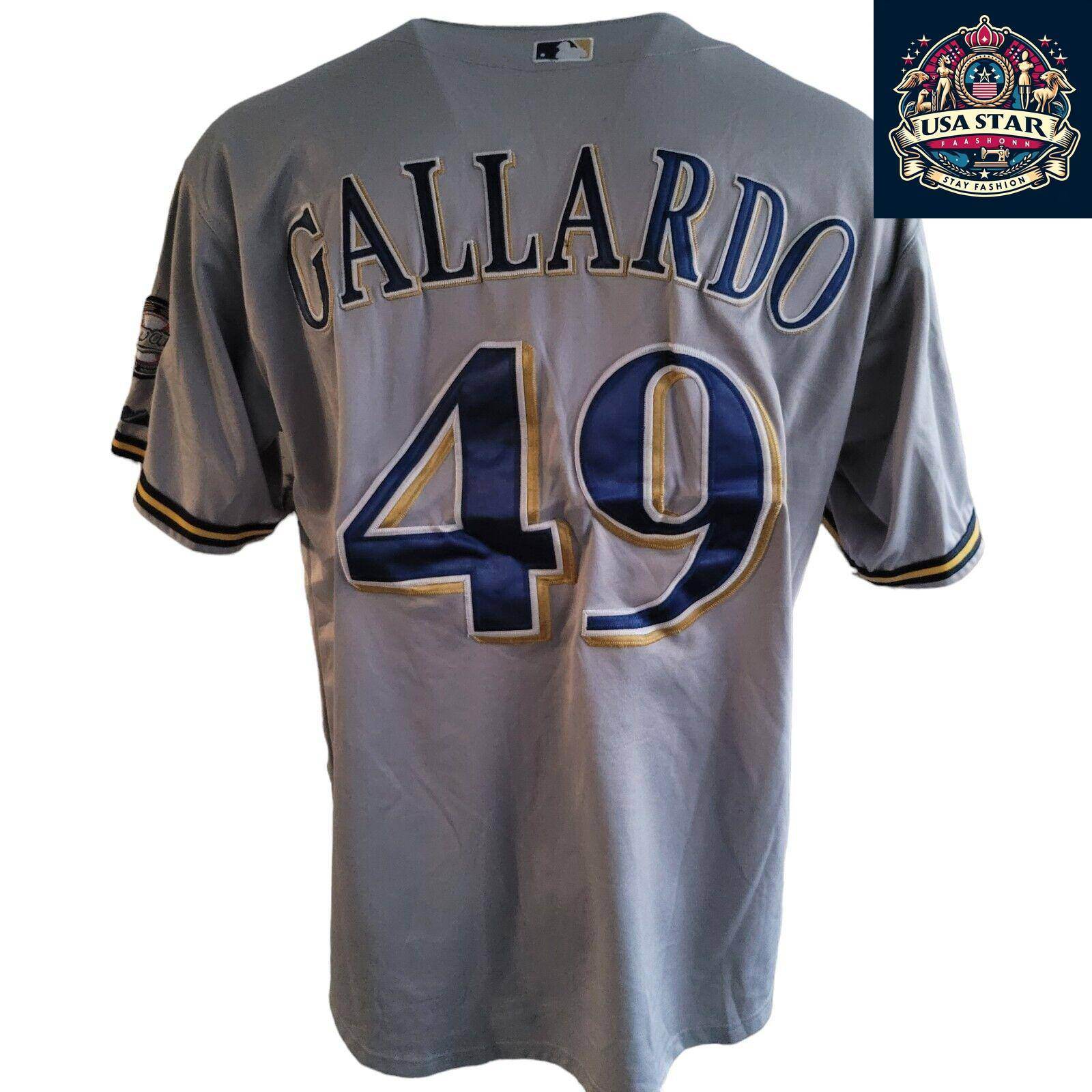 Majestic 49 Yovani Gallardo Jersey - Milwaukee Brewers Authentic Fan Apparel Size 54 Grey - USASTARFASHION