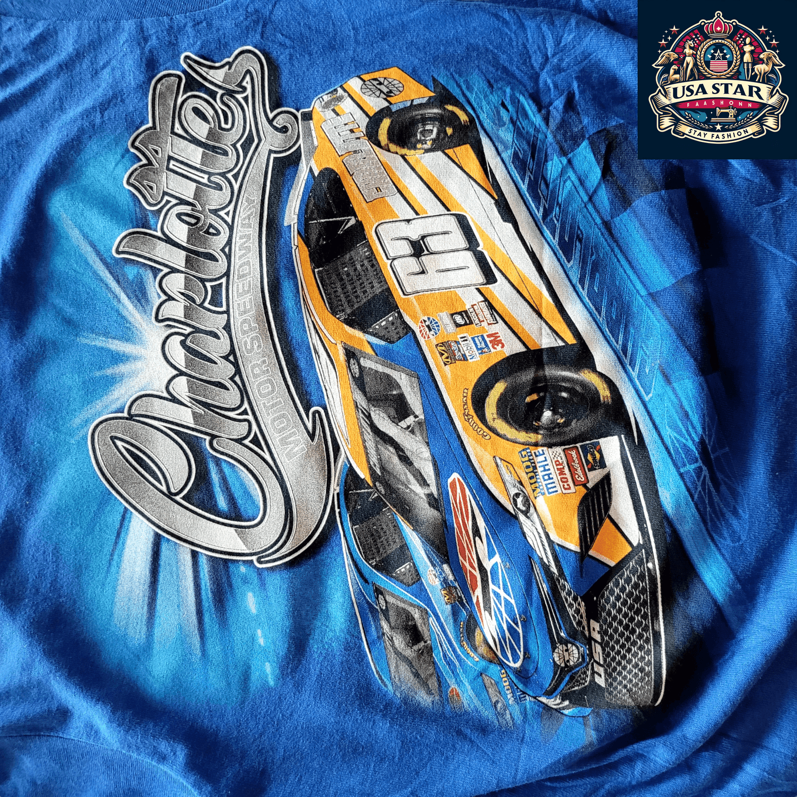 NASCAR Charlotte Motor Speedway T-Shirt - Blue Small, Delta Pro Weight Fabric for Ultimate Comfort - USASTARFASHION