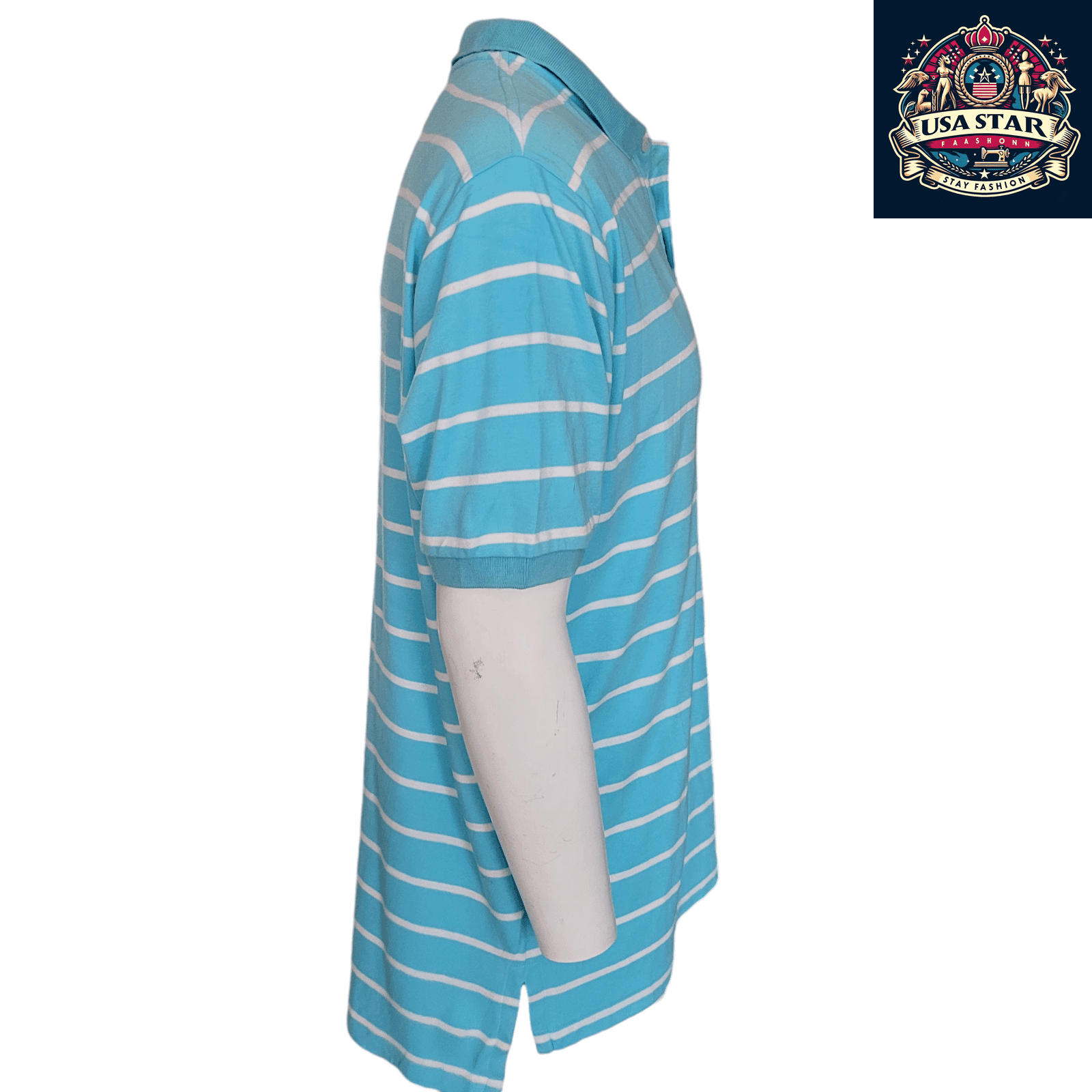 Polo Ralph Lauren Men's Shirt XL Aqua Striped 100% Cotton Classic Fit for Timeless Style - USASTARFASHION