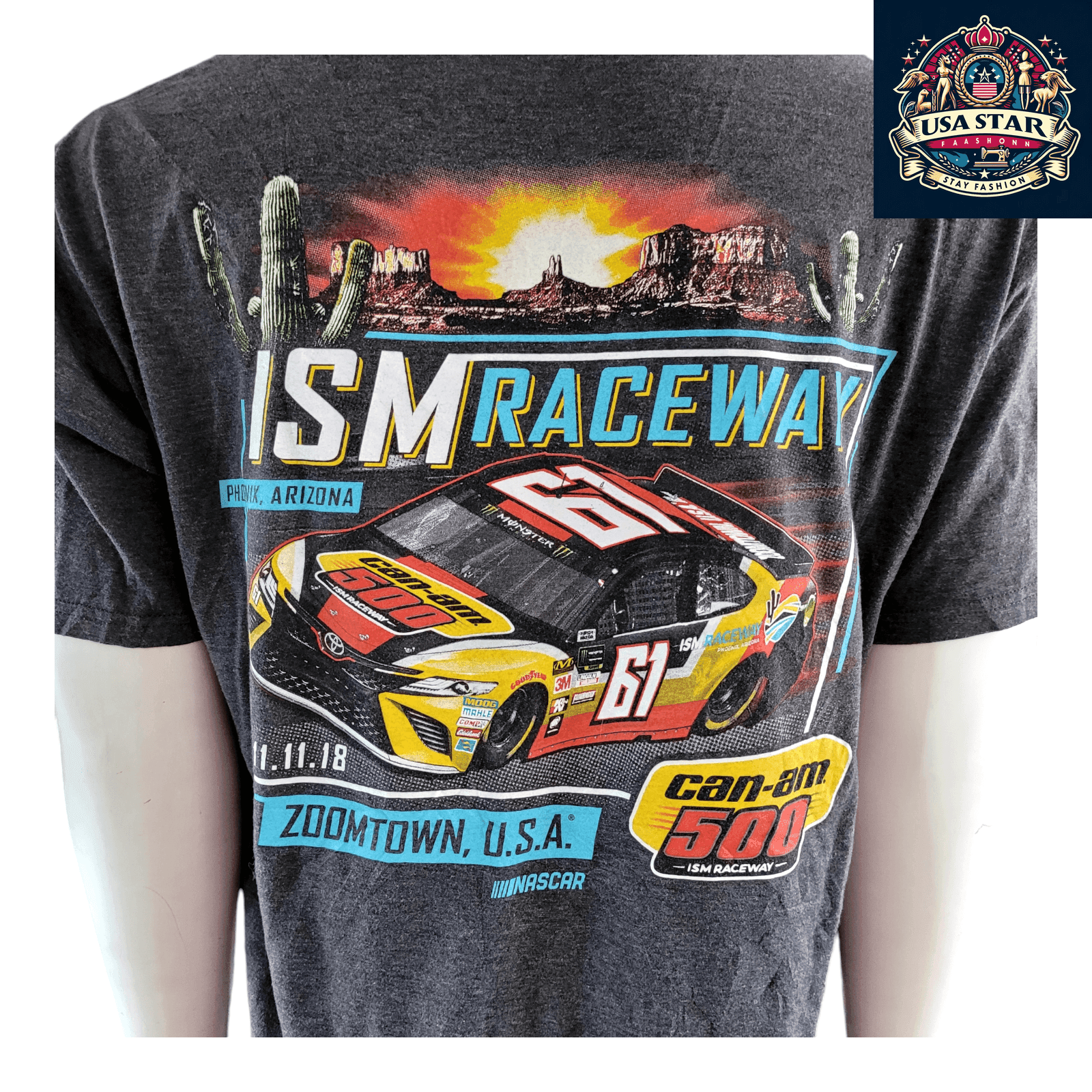 Fanatics ISM Raceway NASCAR T-Shirt XL - Can - Am 500 Race Car Graphic in Soft Cotton - USASTARFASHION