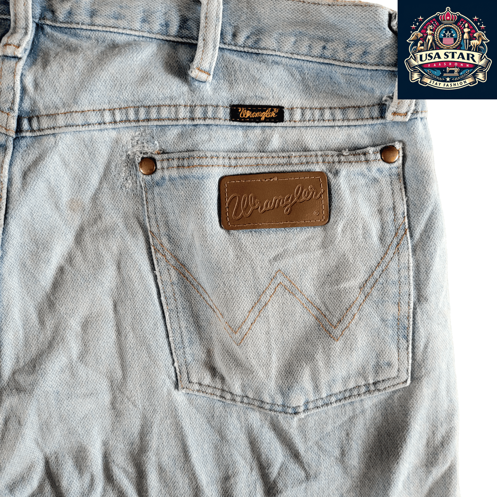 Men's Wrangler Shorts, Pre - Owned Light Blue Denim, Size 38 x 38, Durable Workwear Casual Style - USASTARFASHION