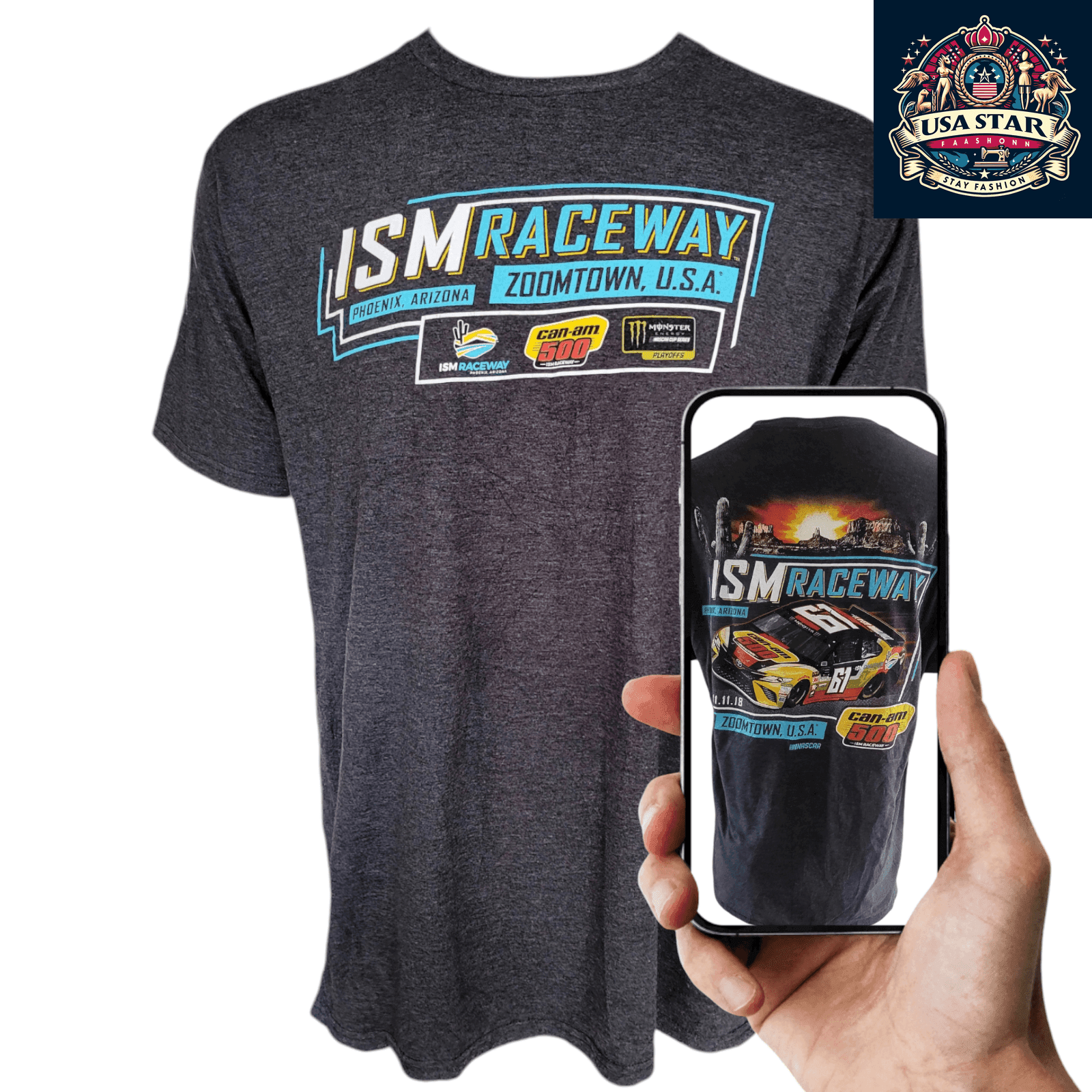 Fanatics ISM Raceway NASCAR T-Shirt XL - Can - Am 500 Race Car Graphic in Soft Cotton - USASTARFASHION