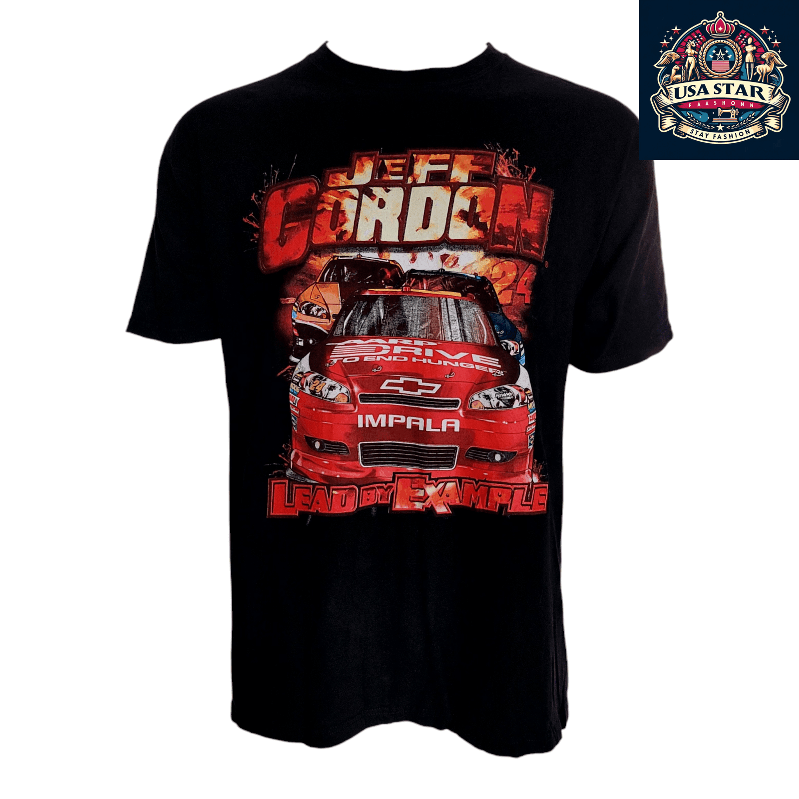 Jeff Gordon NASCAR T-Shirt XL - Chase Authentics 24 Chevy Impala Lead By Example Design - USASTARFASHION