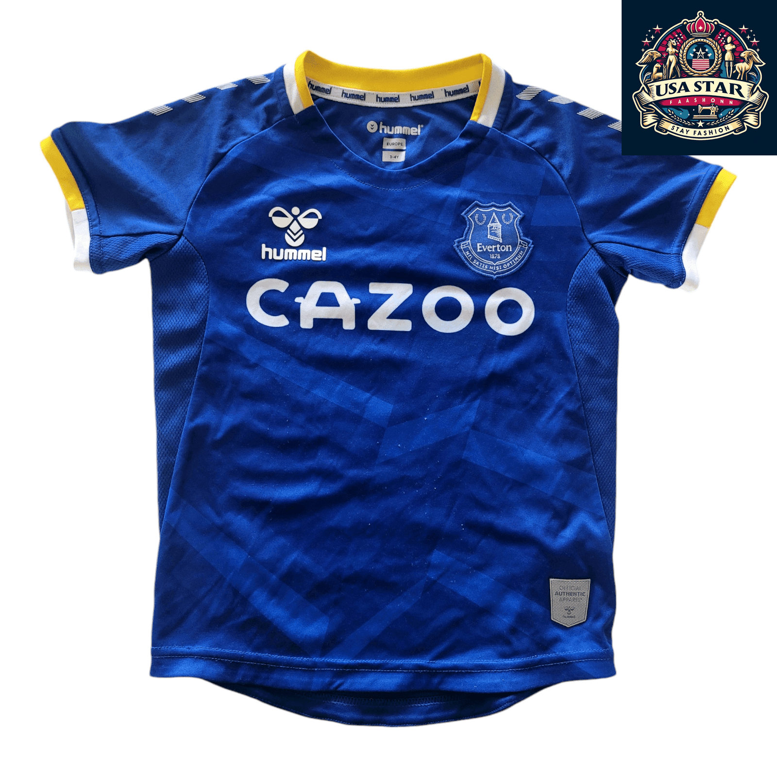 Everton FC Youth Jersey 2021 - 2022 Home Hummel Holmes 4 for Kids 3 - 4Y Team Blue Moisture - Wicking - USASTARFASHION