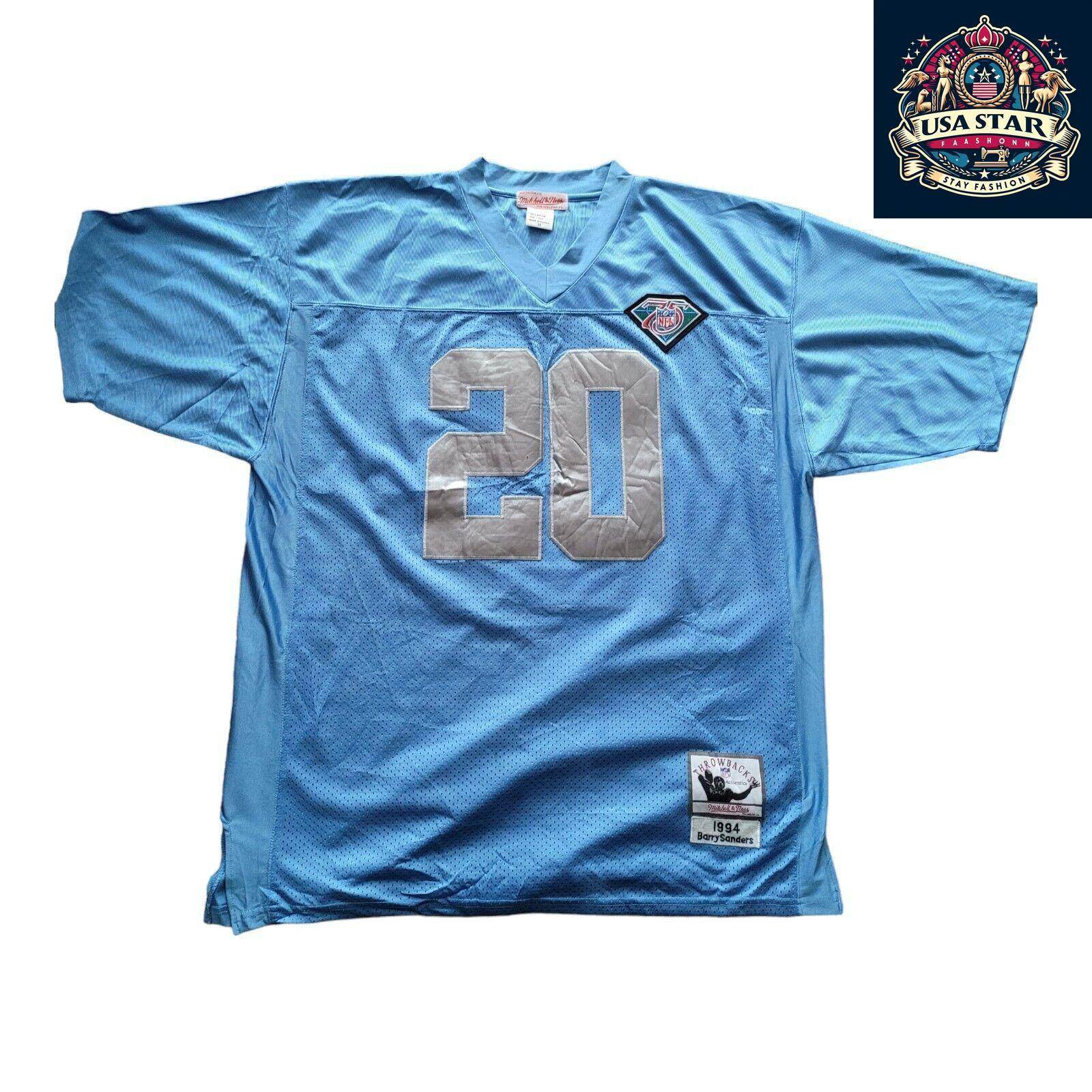 Mitchell & Ness NFL Detroit Lions Barry Sanders Jersey #20 Throwback 1994 Sz 52 XL - USASTARFASHION