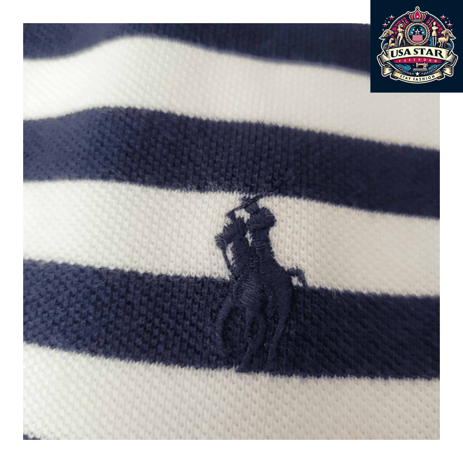 Polo Ralph Lauren Men's Polo Shirt - Large Navy/White Striped, 100% Cotton, Classic Fit - USASTARFASHION