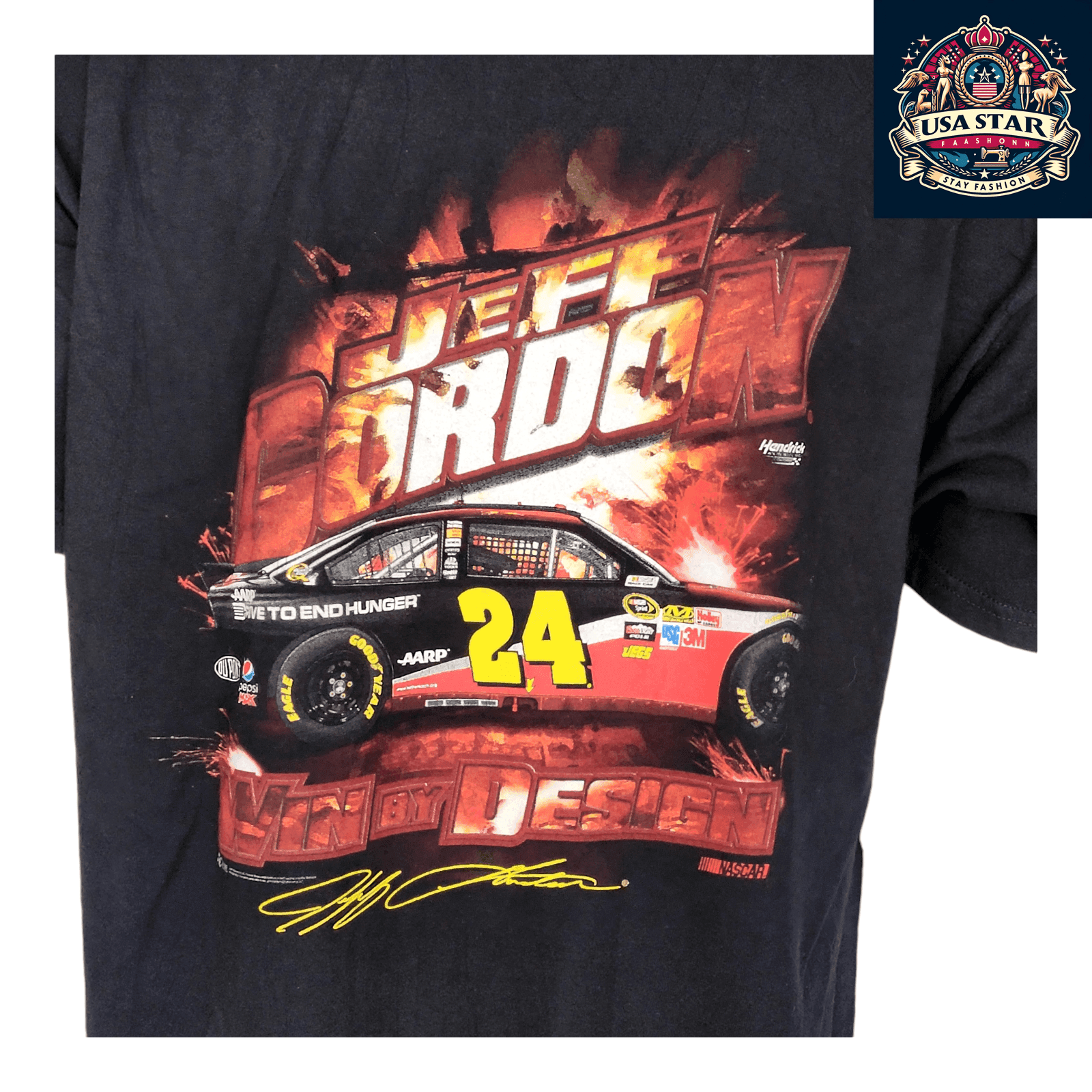 Jeff Gordon NASCAR T-Shirt XL - Chase Authentics 24 Chevy Impala Lead By Example Design - USASTARFASHION