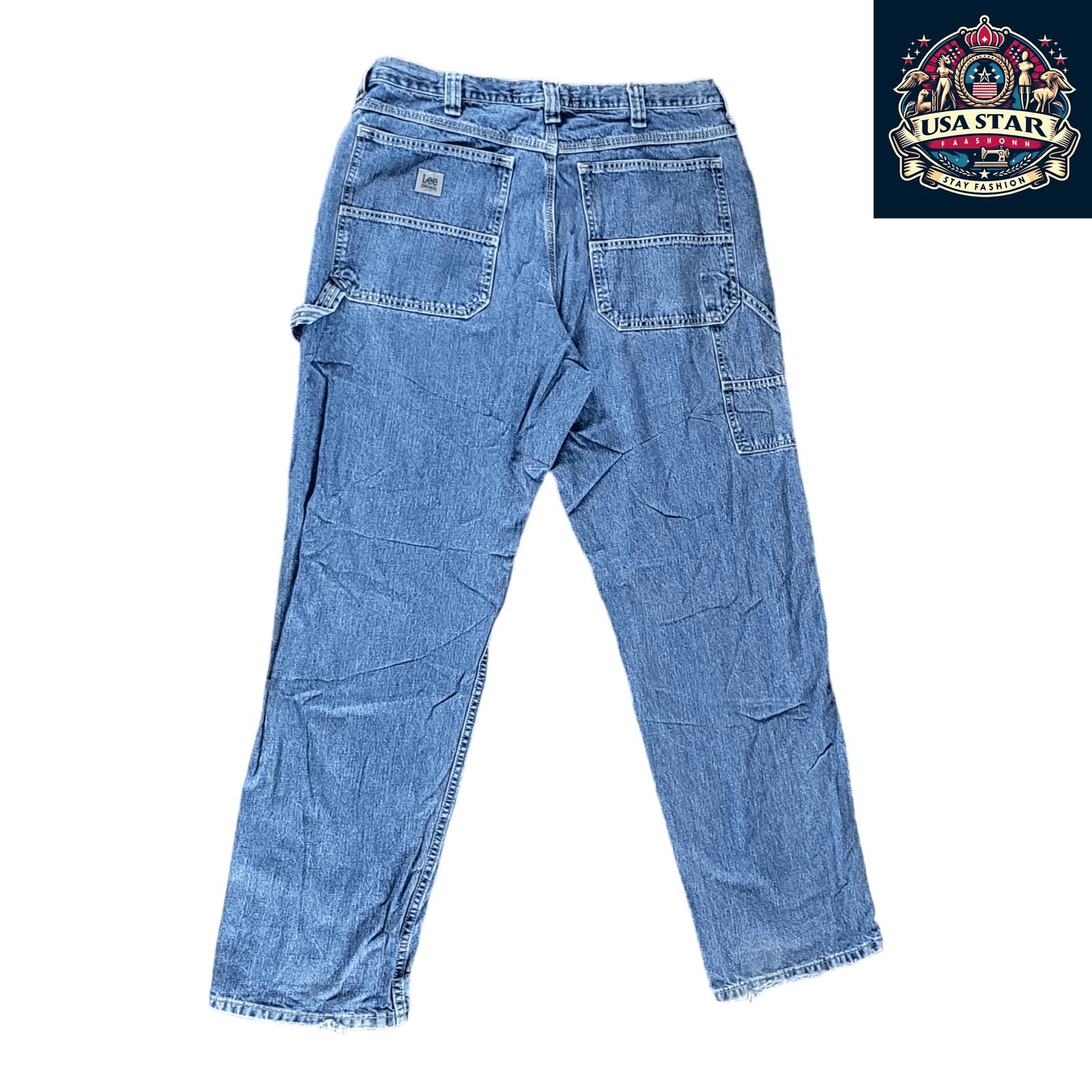 Lee Carpenter Dungarees Work Jeans 38 x 34 Vintage Grade A, Durable Fabric, Classic Utility Design - USASTARFASHION