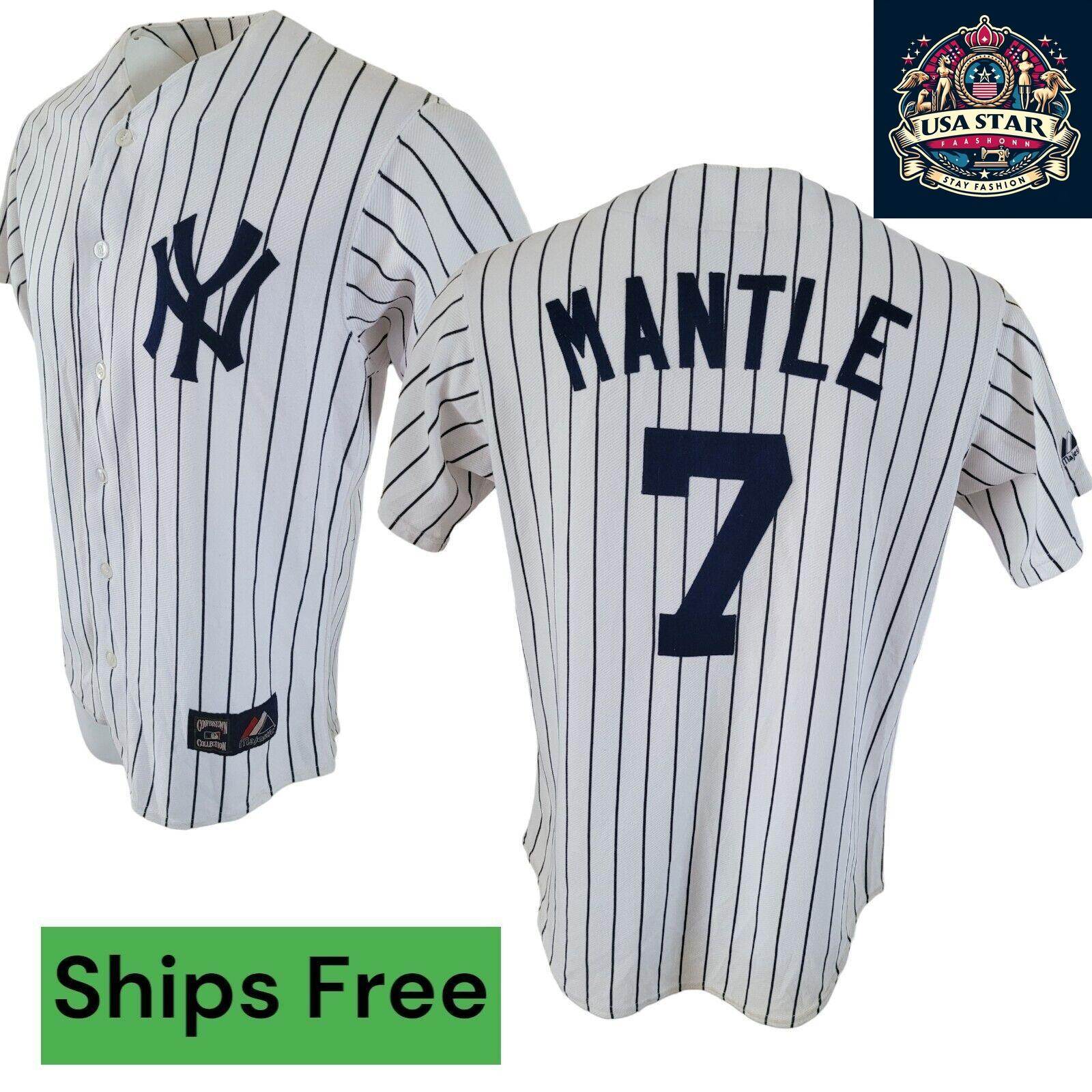 New York Yankees Jersey #7 Mickey Mantle Cooperstown Authentic Collection Size M - USASTARFASHION