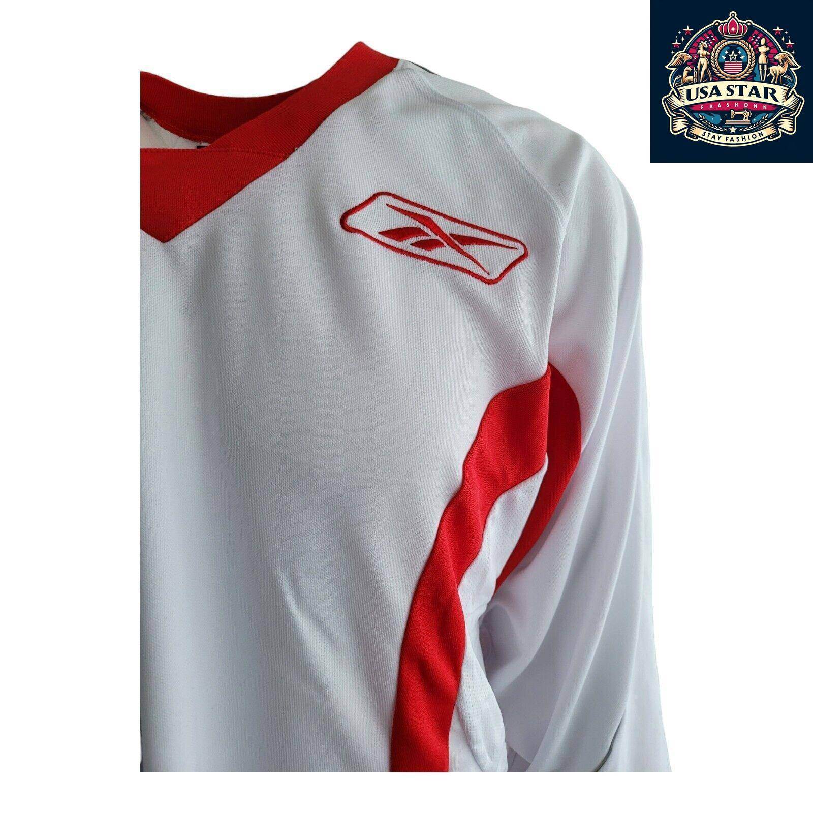 Reebok Hockey Jersey White Large - Vintage Condition, Odor-Free, Comfortable Fit - USASTARFASHION