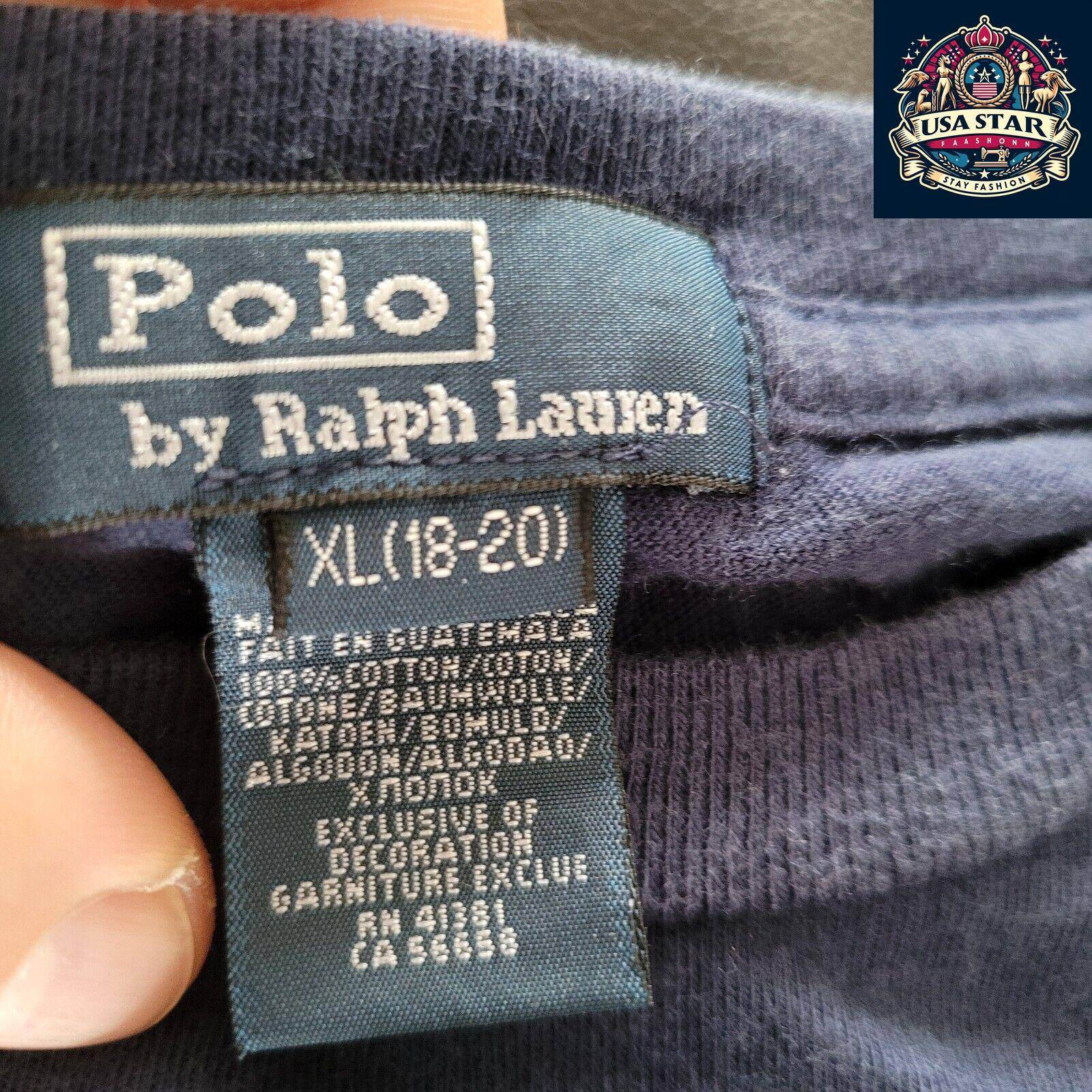 Polo Ralph Lauren T-Shirt Youth XL (18-20) Adult S - Classic Navy Round Neck for Stylish Comfort - USASTARFASHION