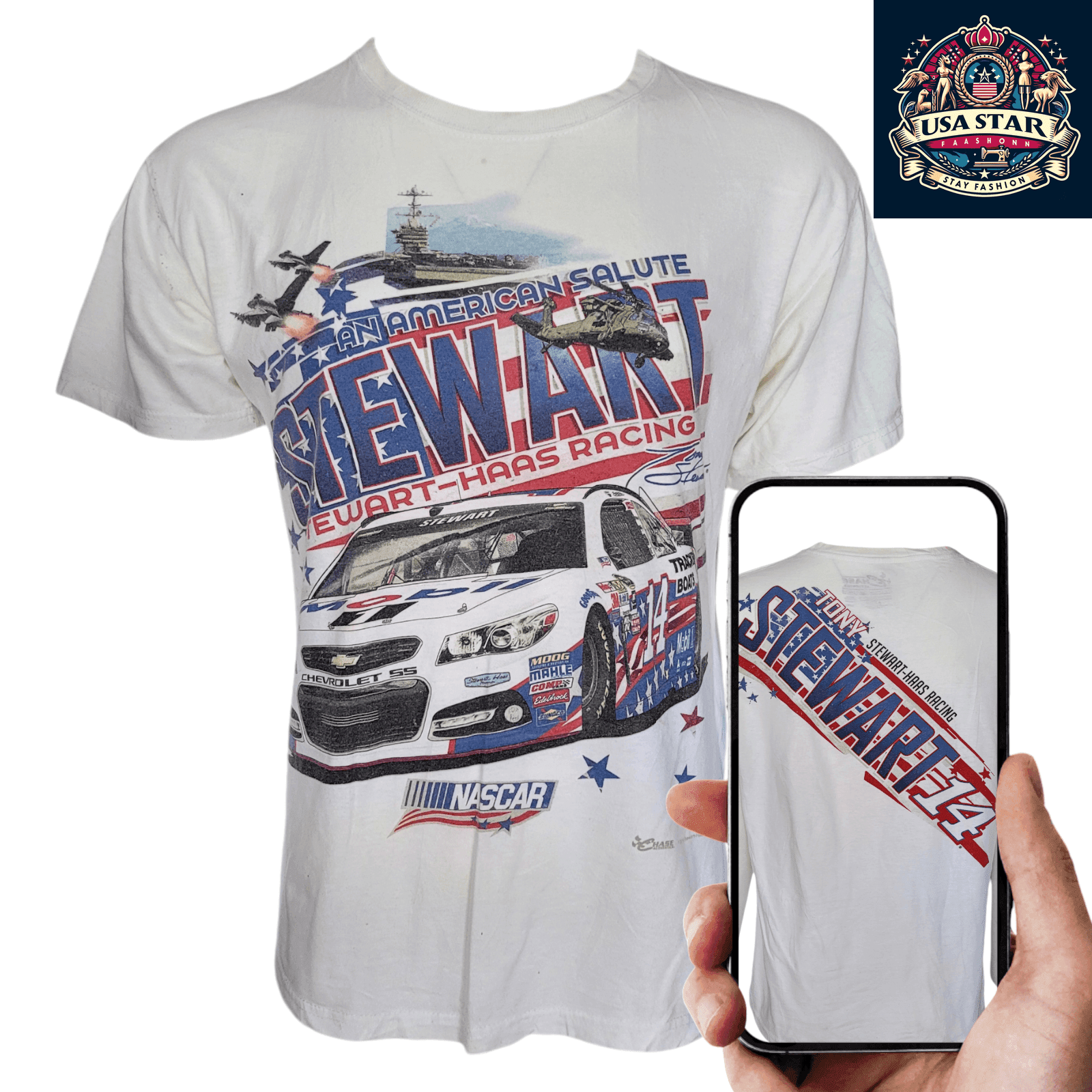 Tony Stewart T-Shirt 14 - Large Comfort Fit, Bold Graphics for NASCAR Fans by Chase Authentics - USASTARFASHION